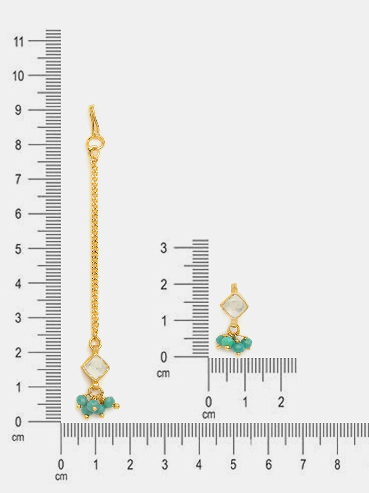 Ruby Raang Gold-White Set Of Earrings And Maang Tikka