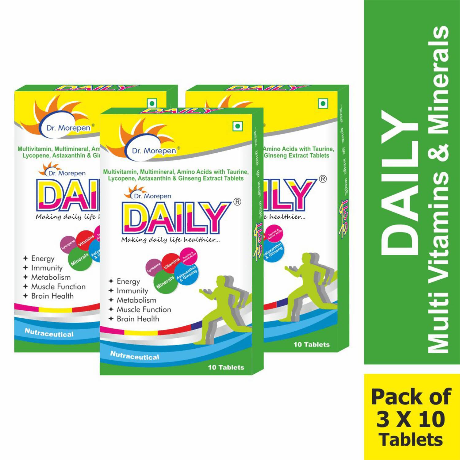 Dr. Morepen Daily Multivitamin Tablets for Women & Men, Multivitamins & Minerals Supplement 