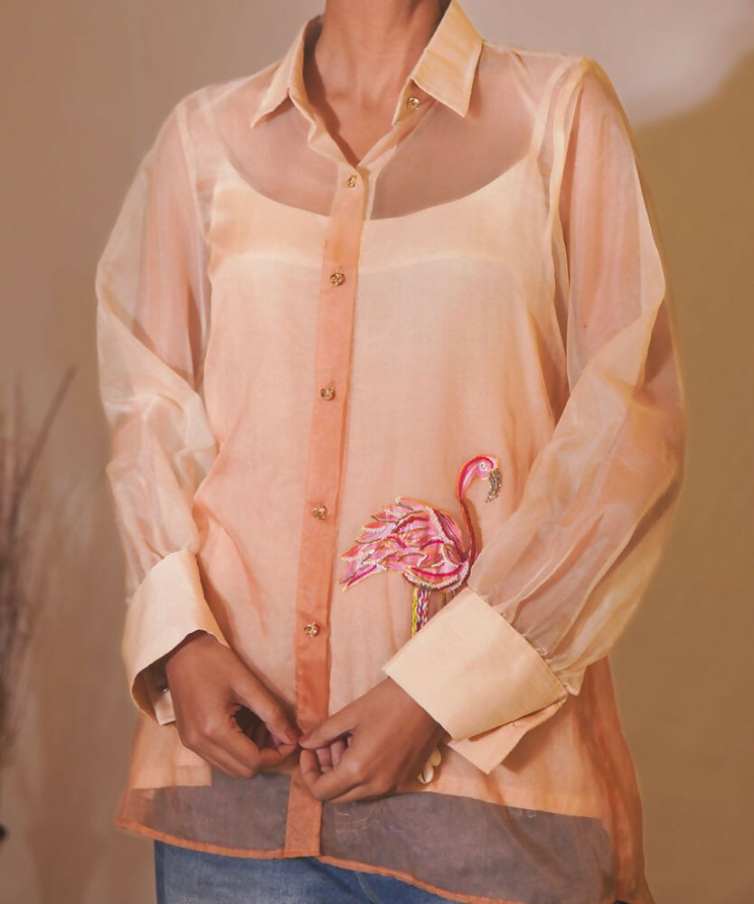 Timaraa Flamingo Whisper Ombre Organza Shirt  Grab2Buy Timaraa Grab2Buy