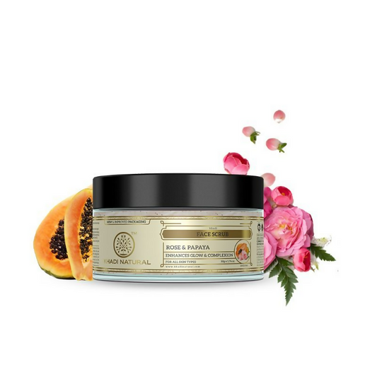 Khadi Natural Rose & Papaya Face Scrub Reduce Acne & Pimple 