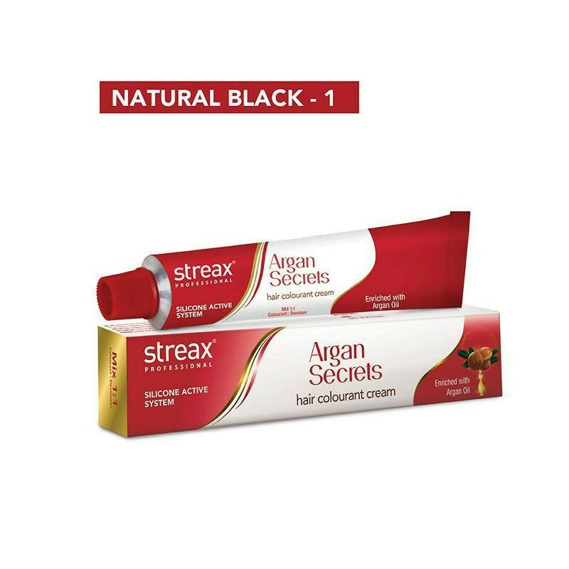 Streax Professional Argan Secrets Hair Colourant Cream - Natural Black 1 - Grab2buy