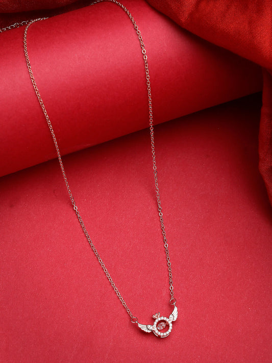 NVR Women's Rose Gold American Diamond Metal Chain