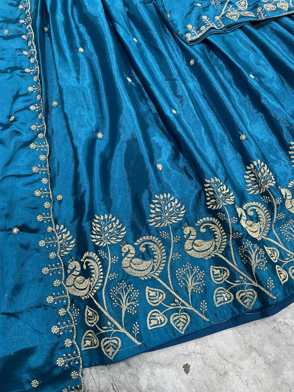 Teeya Creation New Womens Beautiful Fully Stitched Designer Lehenga Choli With Embroidered Dupatta - Blue