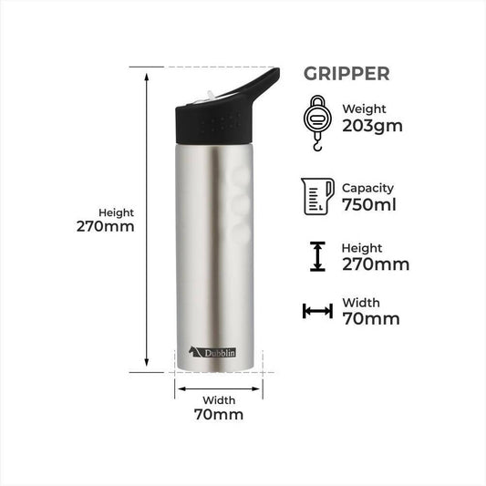 Dubblin Gripper Stainless Steel Sipper Water Bottle - Grab2buy