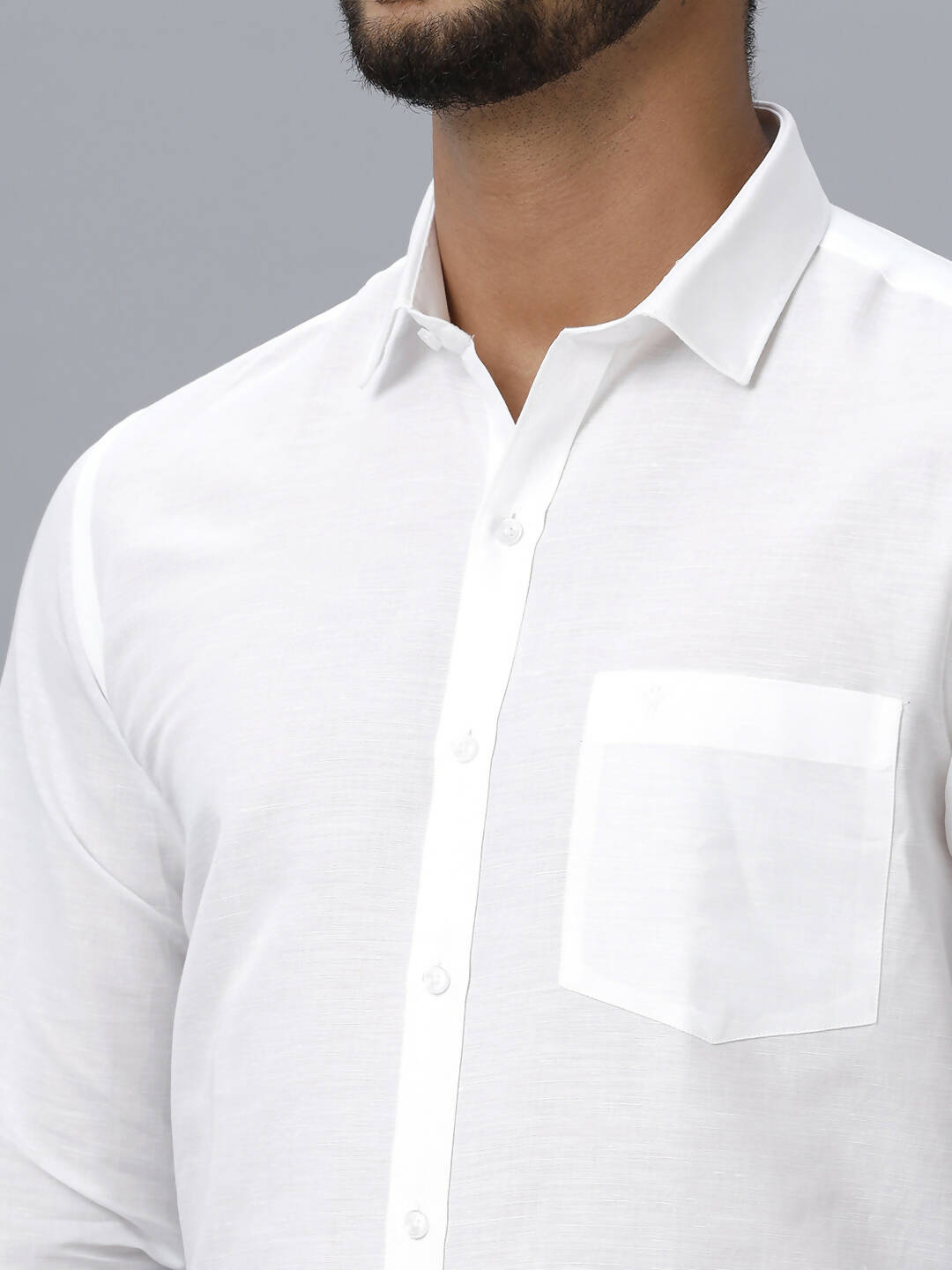 Ramraj Cotton Mens Full Sleeve White Shirt Plus Size - Justice White 