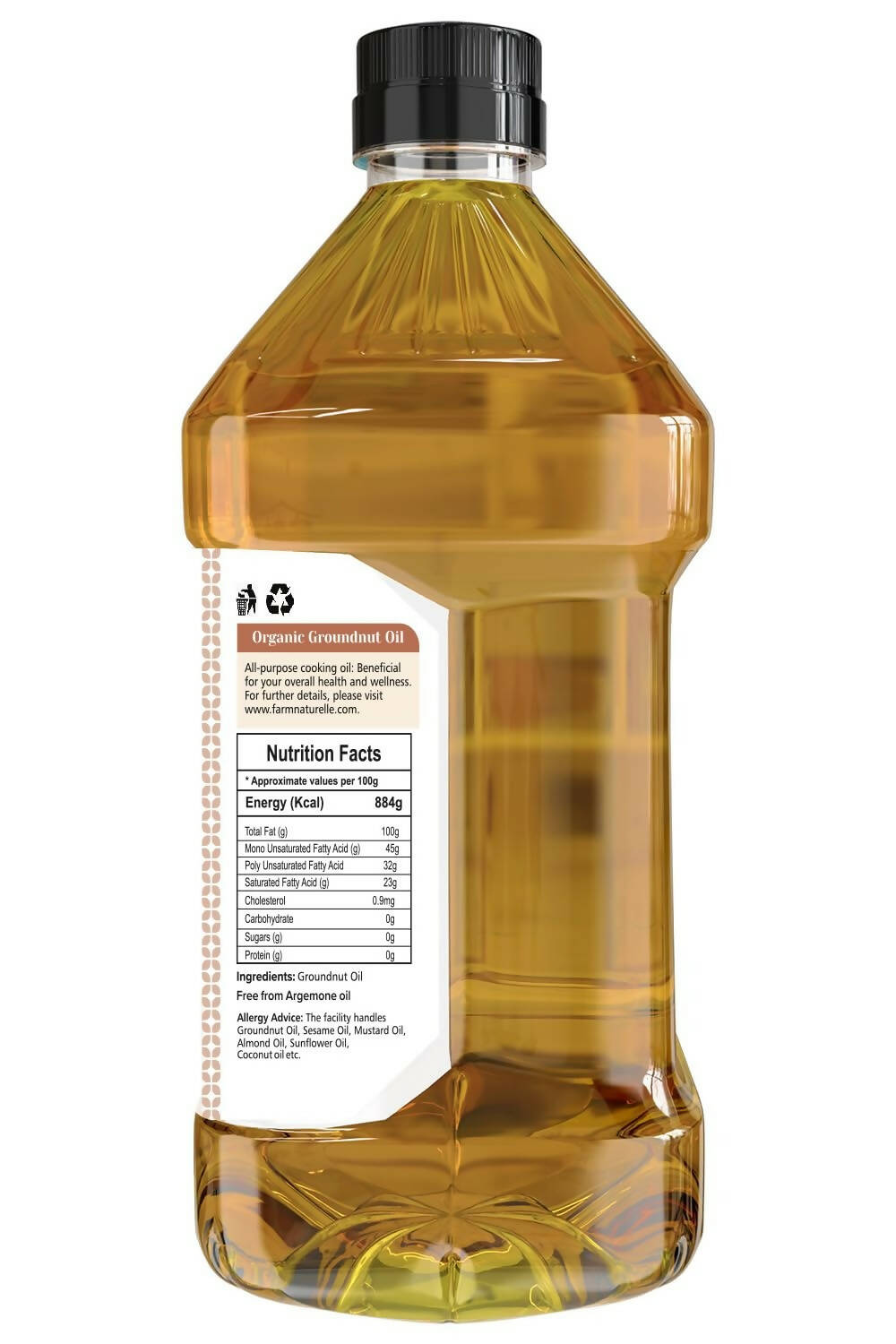 Farm Naturelle Organic Ghani Cold Pressed Virgin Groundnut/Peanut Oil 