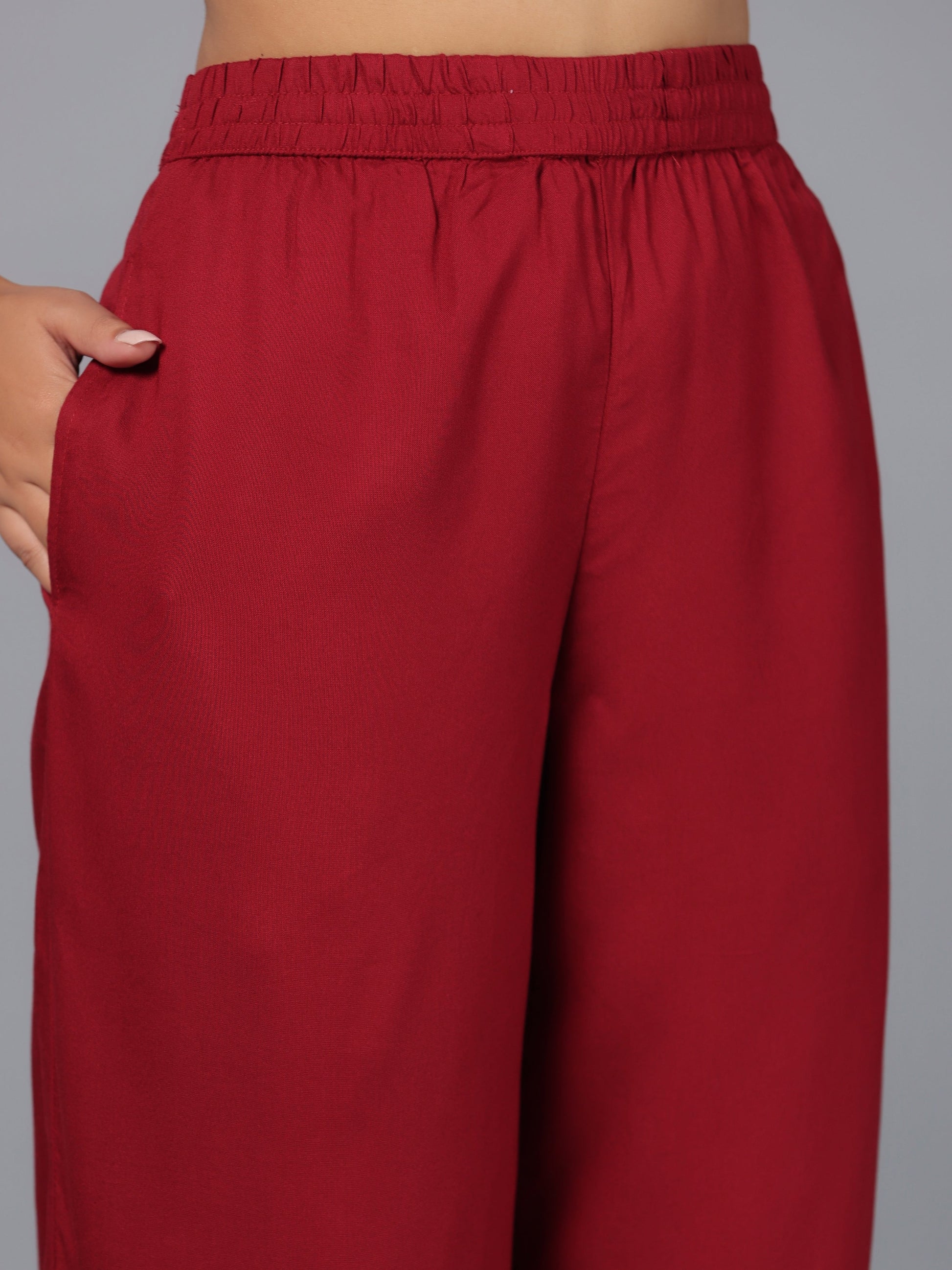 Juniper Women Maroon Rayon Palazzo