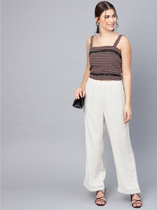 Juniper Women Offwhite Rayon Solid Wide Leg Palazzo - Grab2buy