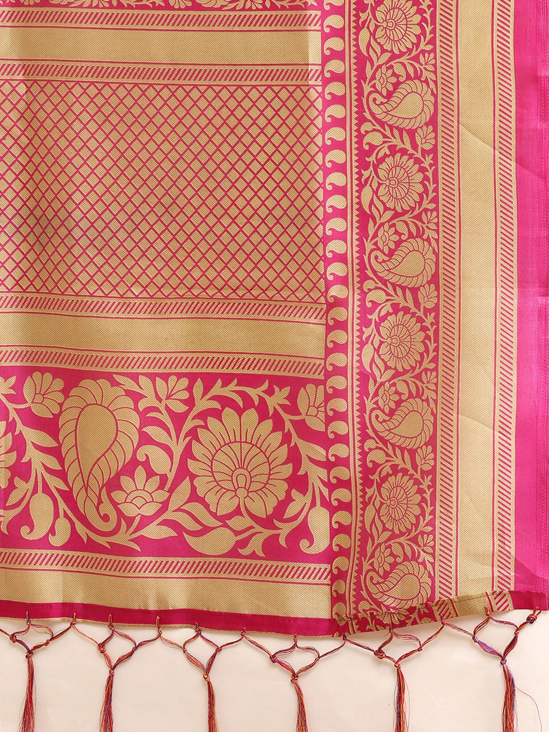 Saree Mall Pink & Blue Paisley Print Half & Half Saree