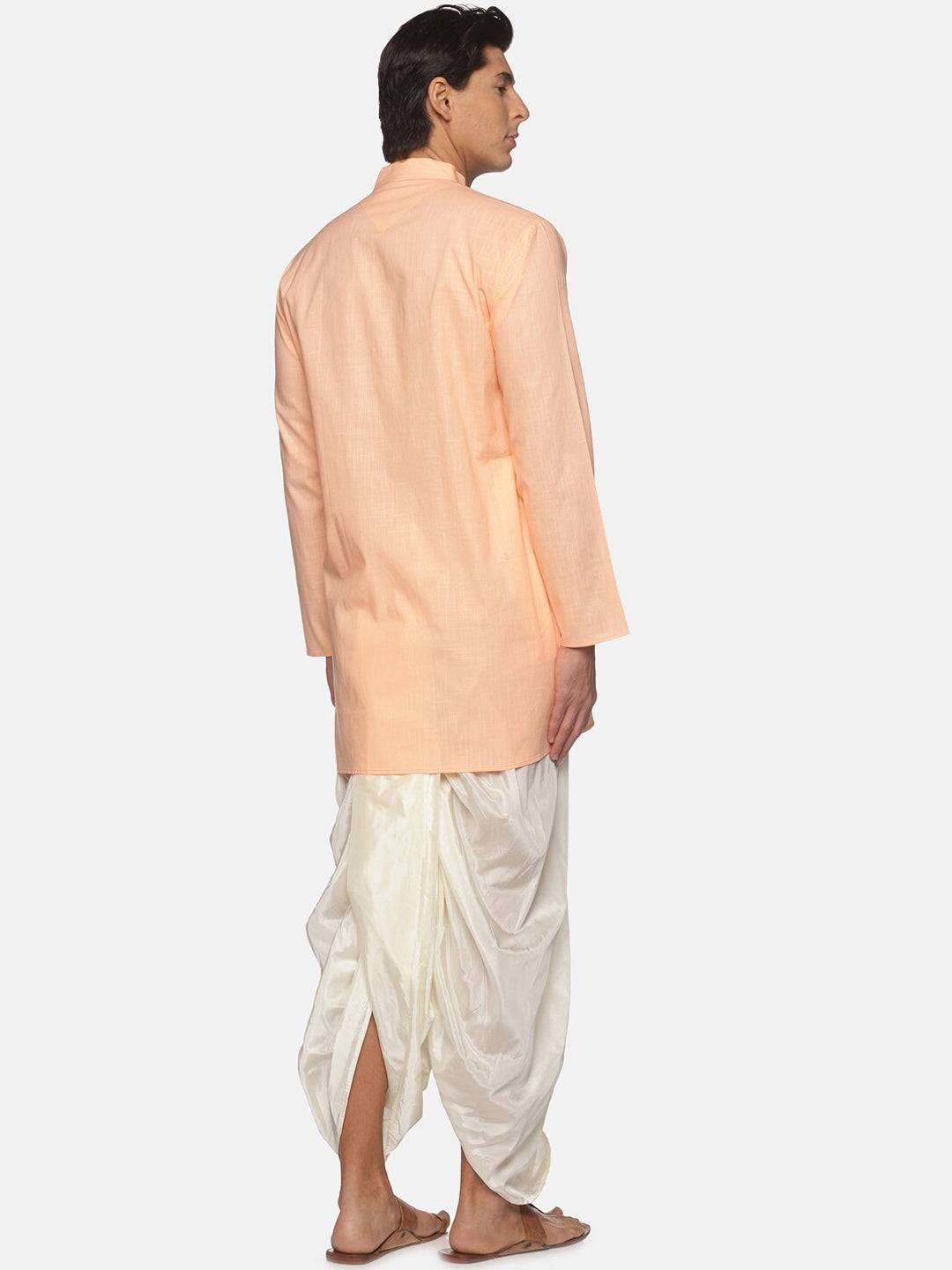 Sethukrishna Men Orange Pure Cotton Kurta with Salwar