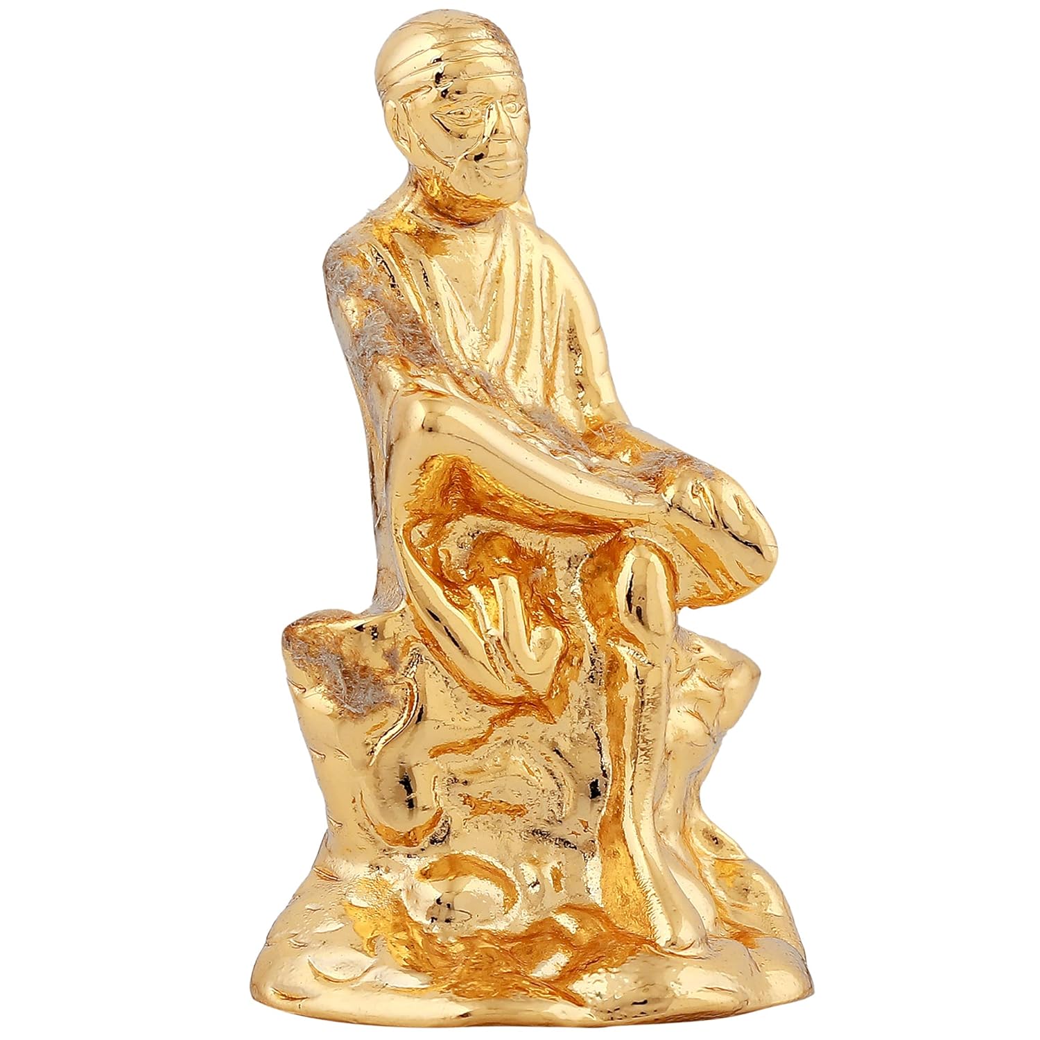 Estele Gold-Polished Divine Sirdi Sai Baba Idol for Pooja/Gifts/Car decor 