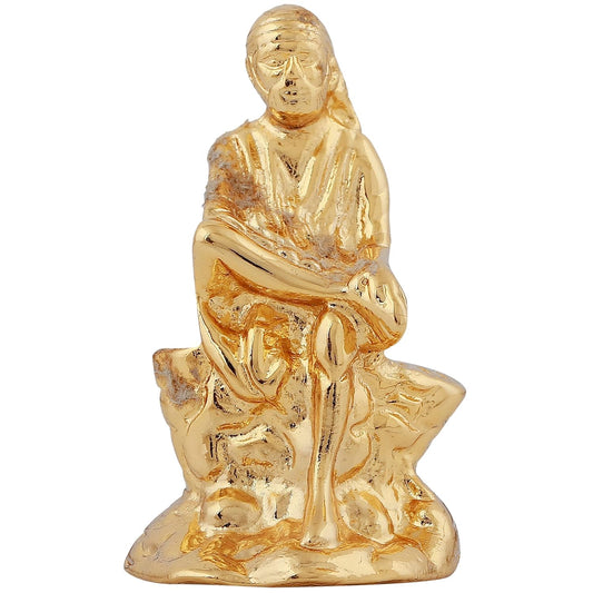 Estele Gold-Polished Divine Sirdi Sai Baba Idol for Pooja/Gifts/Car decor