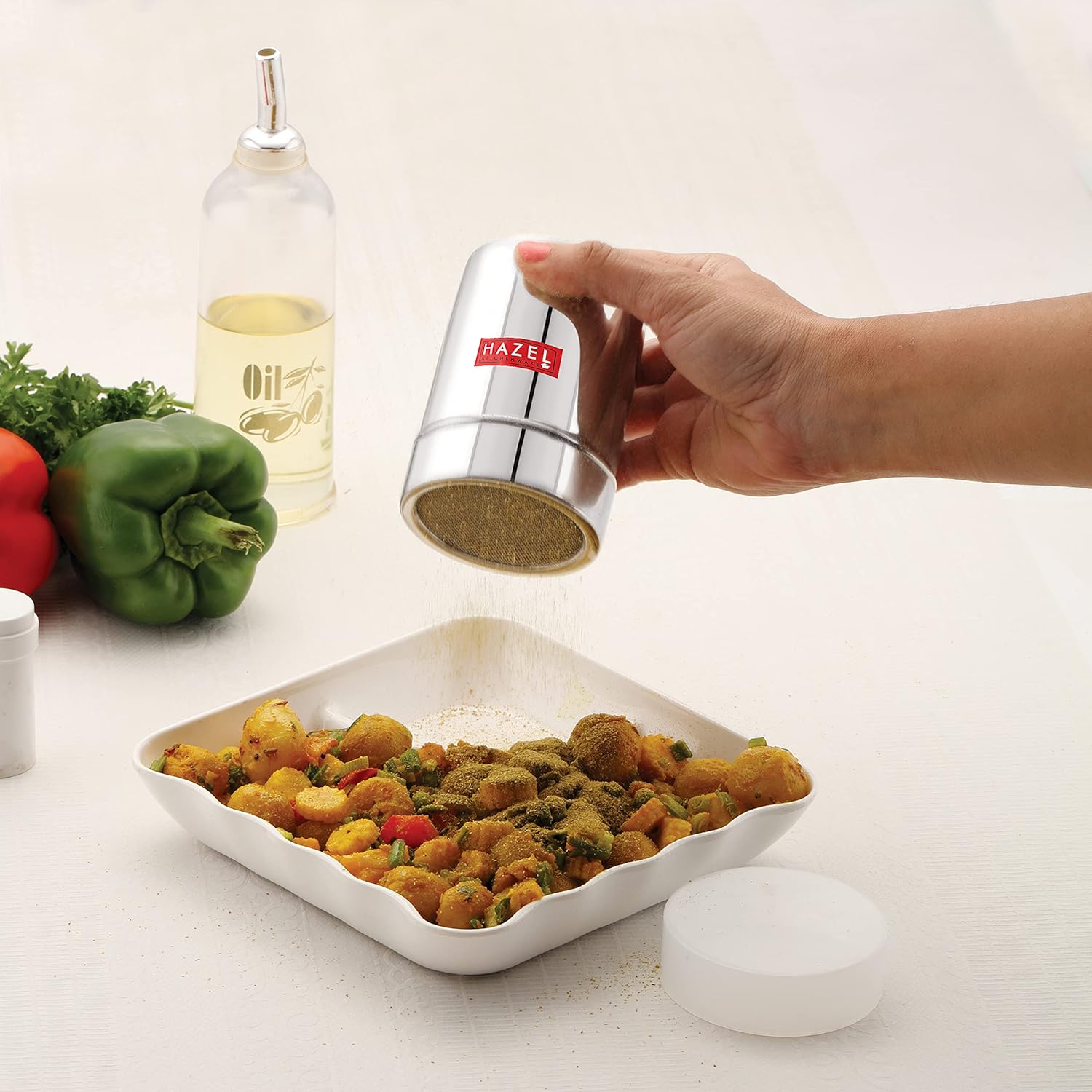 HAZEL Stainless Steel Powder Shaker with ABS Lid | 310 ML