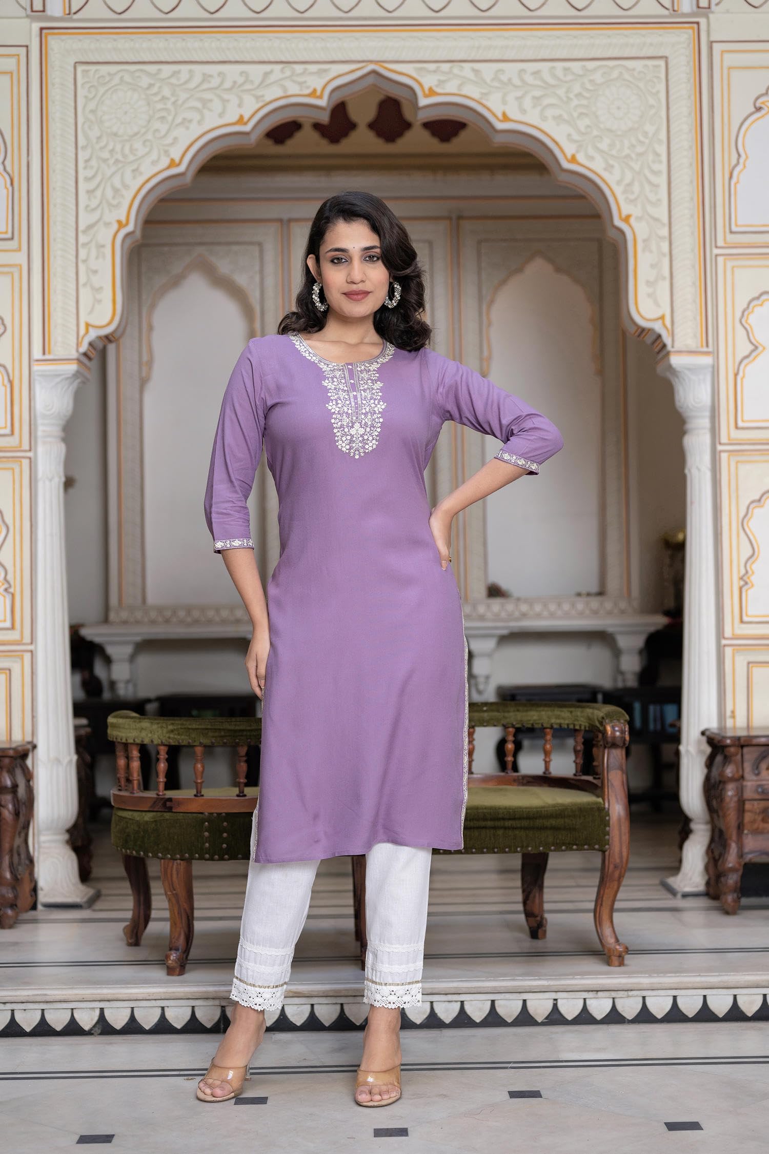 Juniper Women's Purplethread Embroidered Rayon Kurta