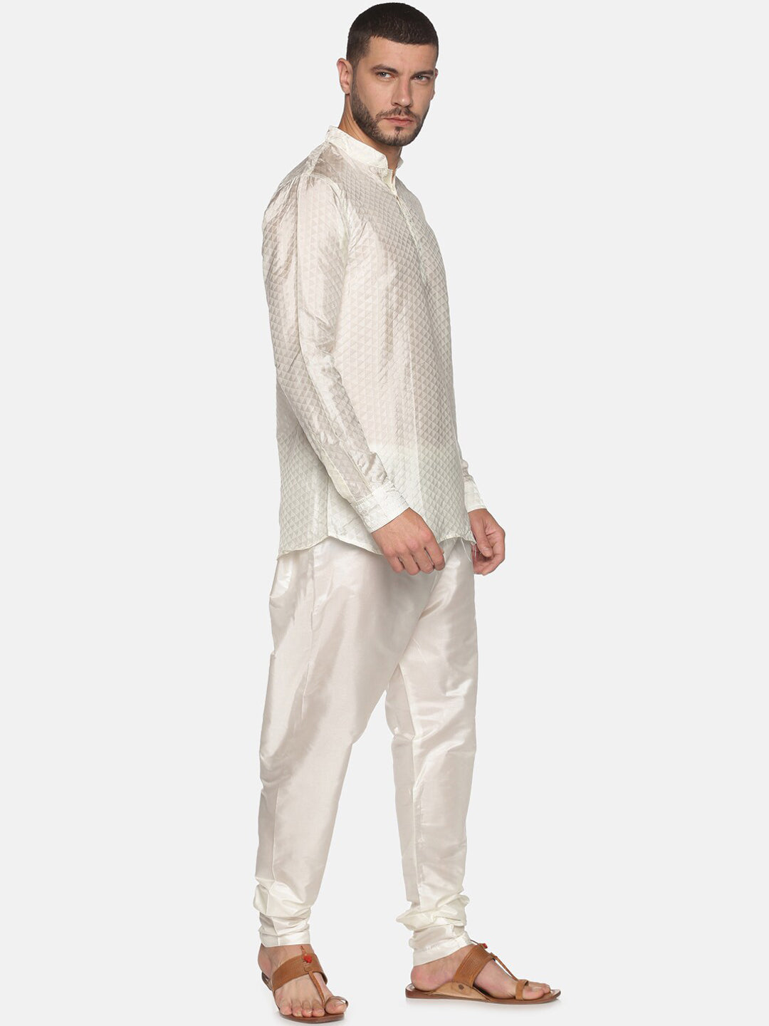 Sethukrishna Cream-Coloured Kurta with Pyjamas For Men