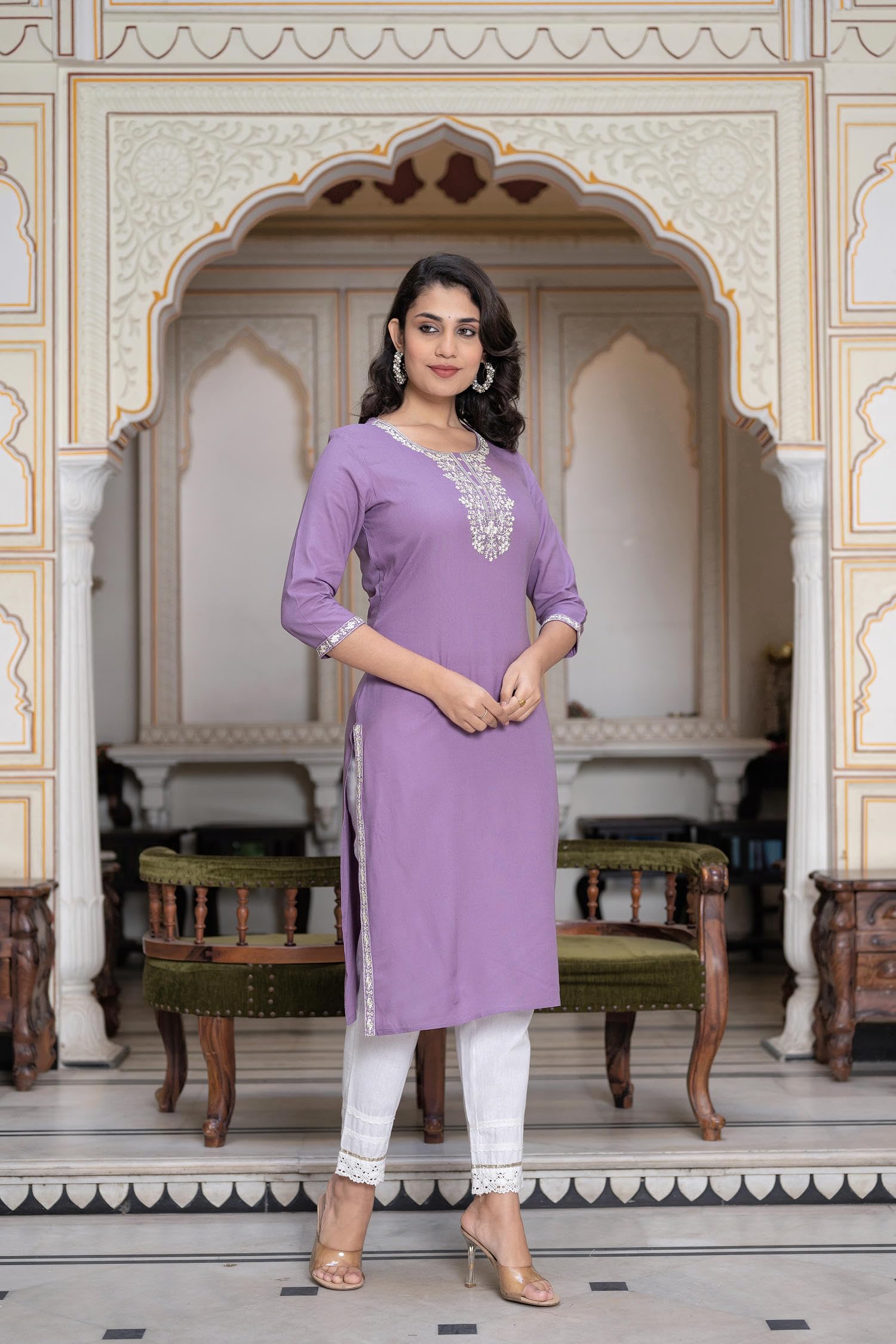 Juniper Women's Purplethread Embroidered Rayon Kurta