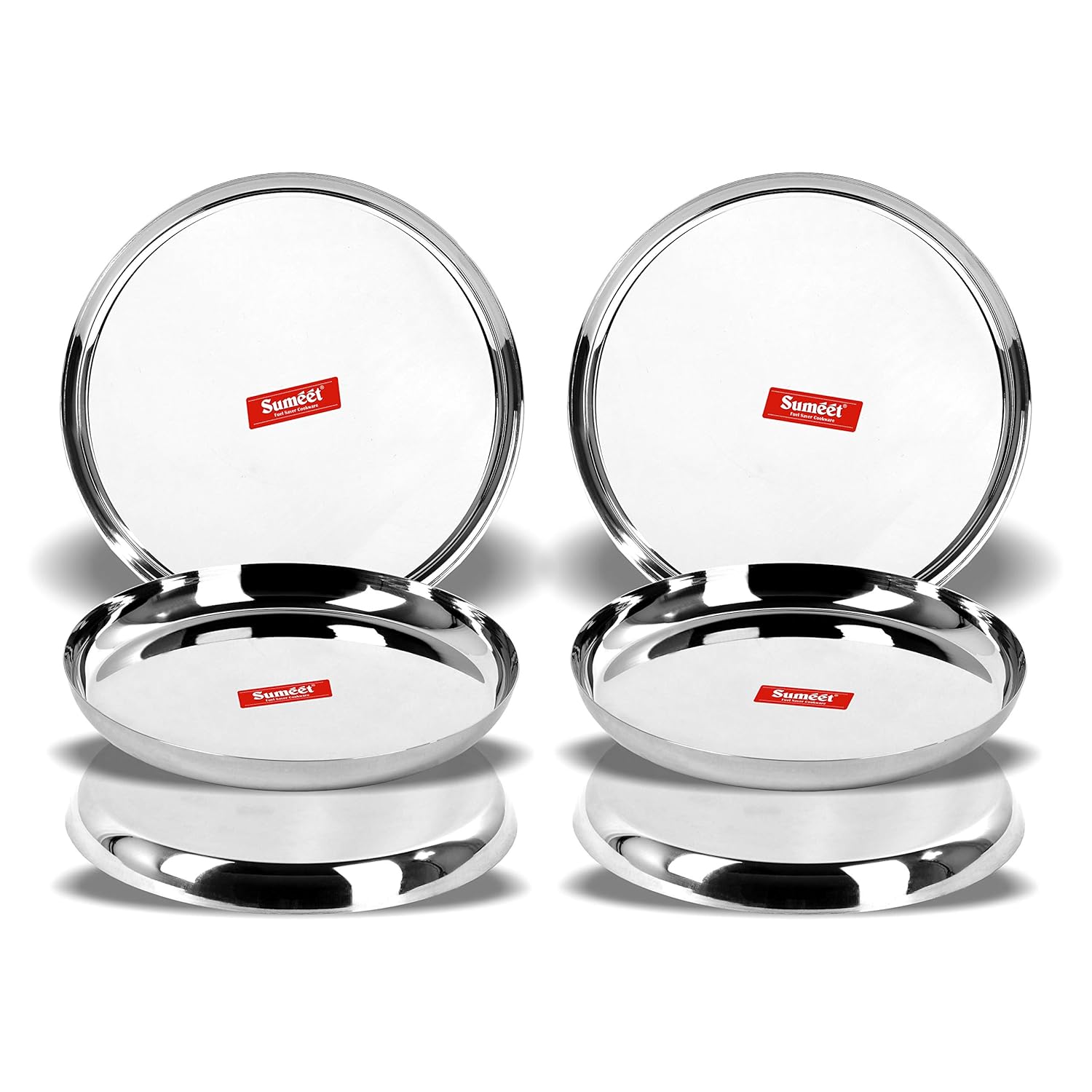 Sumeet Stainless Steel Plates - Set of 6, Silver