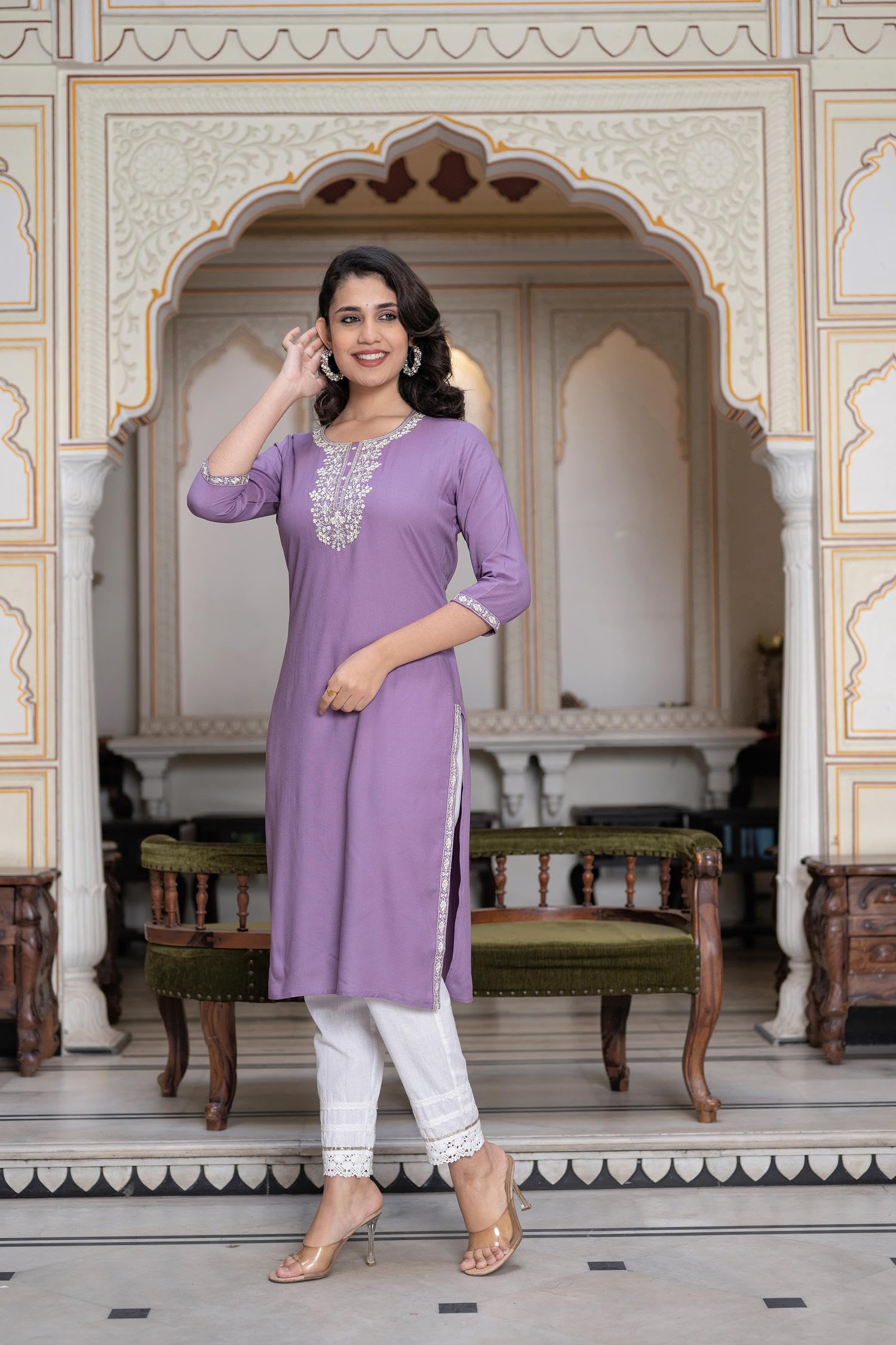 Juniper Women's Purplethread Embroidered Rayon Kurta