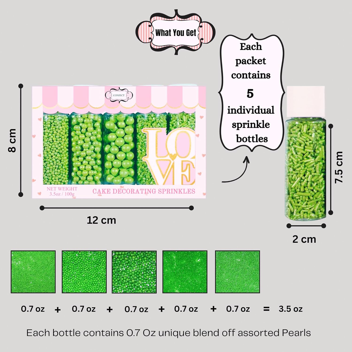 Confect Sprinkles for Cakes & Cupcakes Decoration | USP-11(Pea Green)