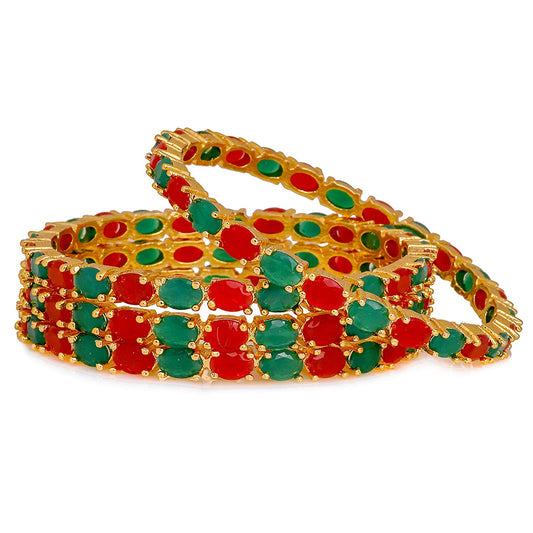Gold-Polished Alloy Multi Ad 4 Bangles Set - The Pari | Grab2Buy