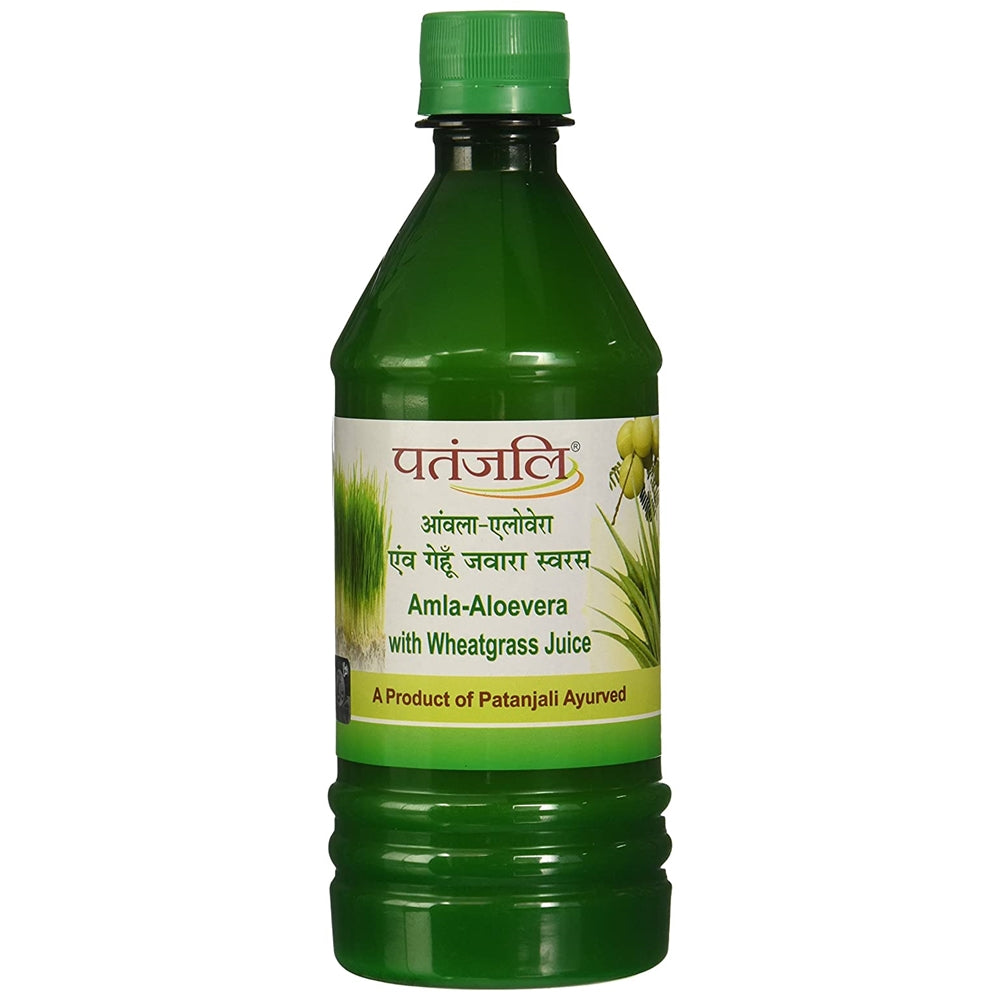 Patanjali Amla Aloevera with Wheat Grass Juice | Triple Superfood Wellness Drink for Immunity & Detox 