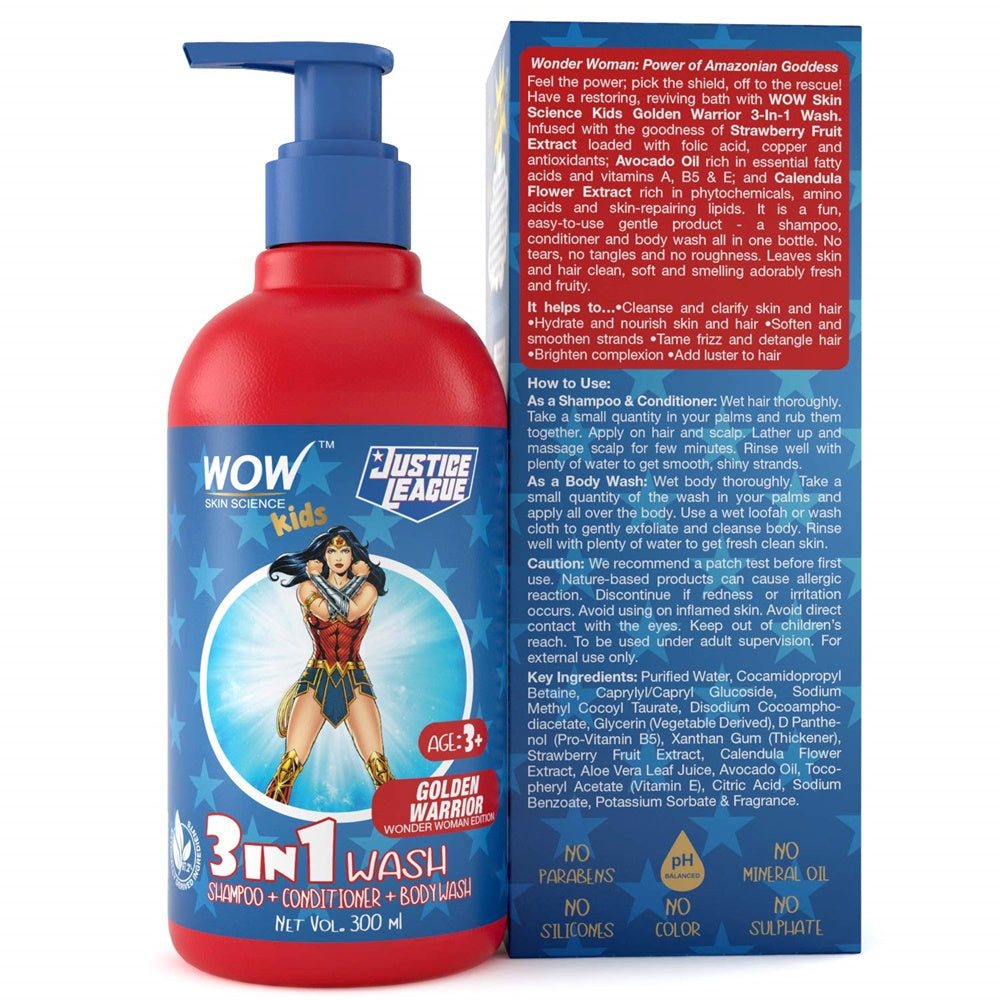 Wow Skin Science Kids 3 in 1 Wash - Golden Warrior Wonder Woman Edition  Grab2Buy Wow Skin Science Grab2Buy