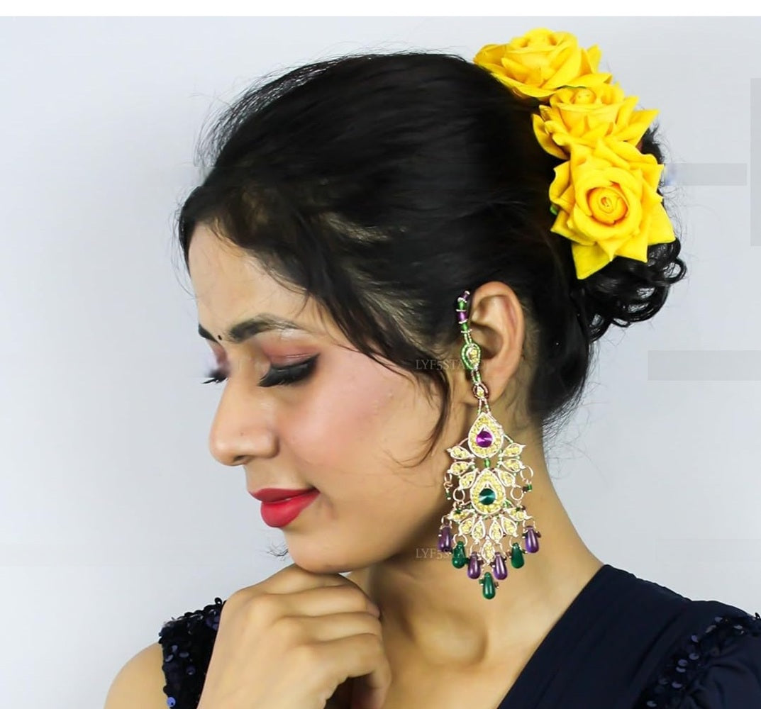 Yellow Velvet Rose Gajra  Grab2Buy Mokshi Collections Grab2Buy