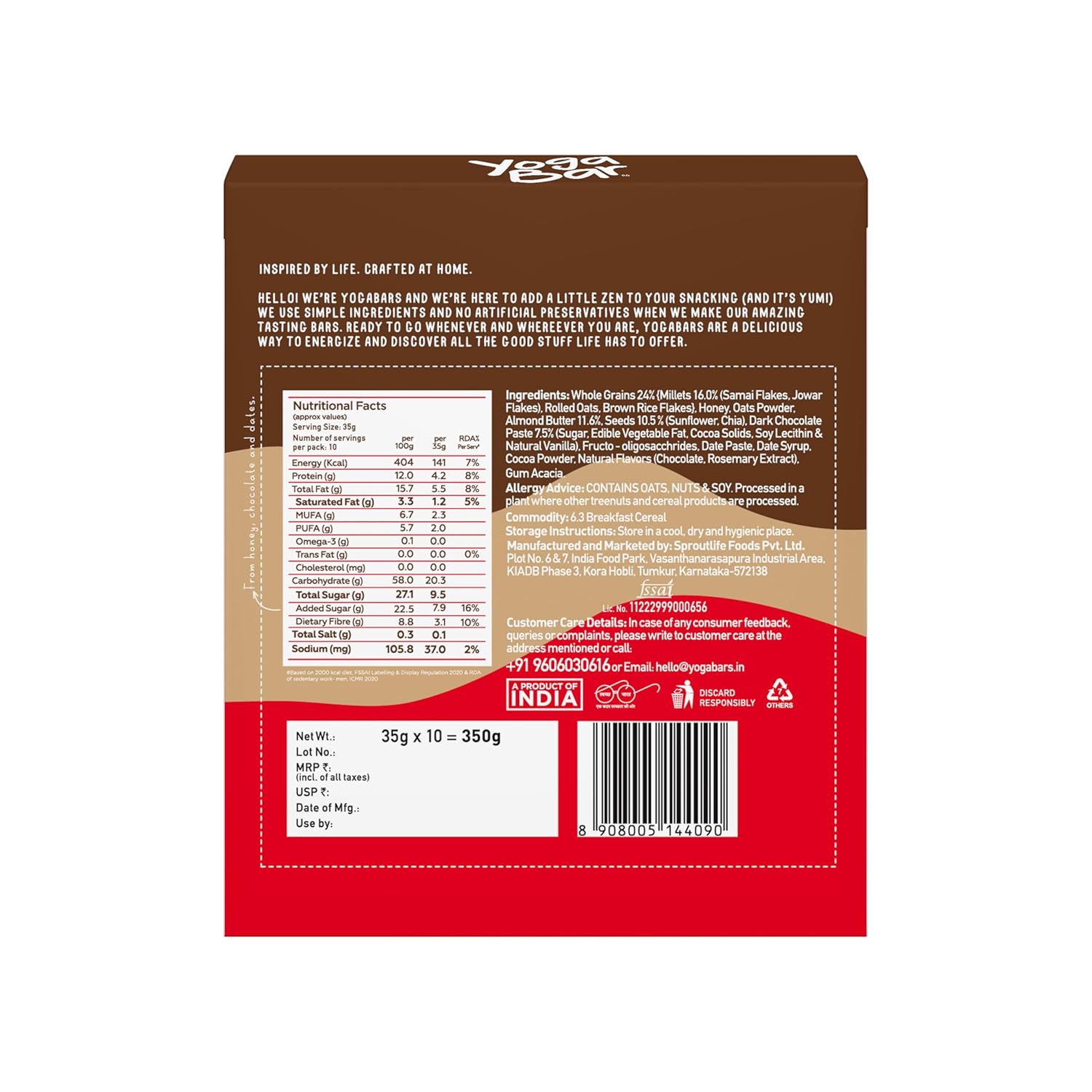 Yoga Bar Chocolate Chunk Nut Multigrain Energy Bars  Grab2Buy Yoga Bar Grab2Buy