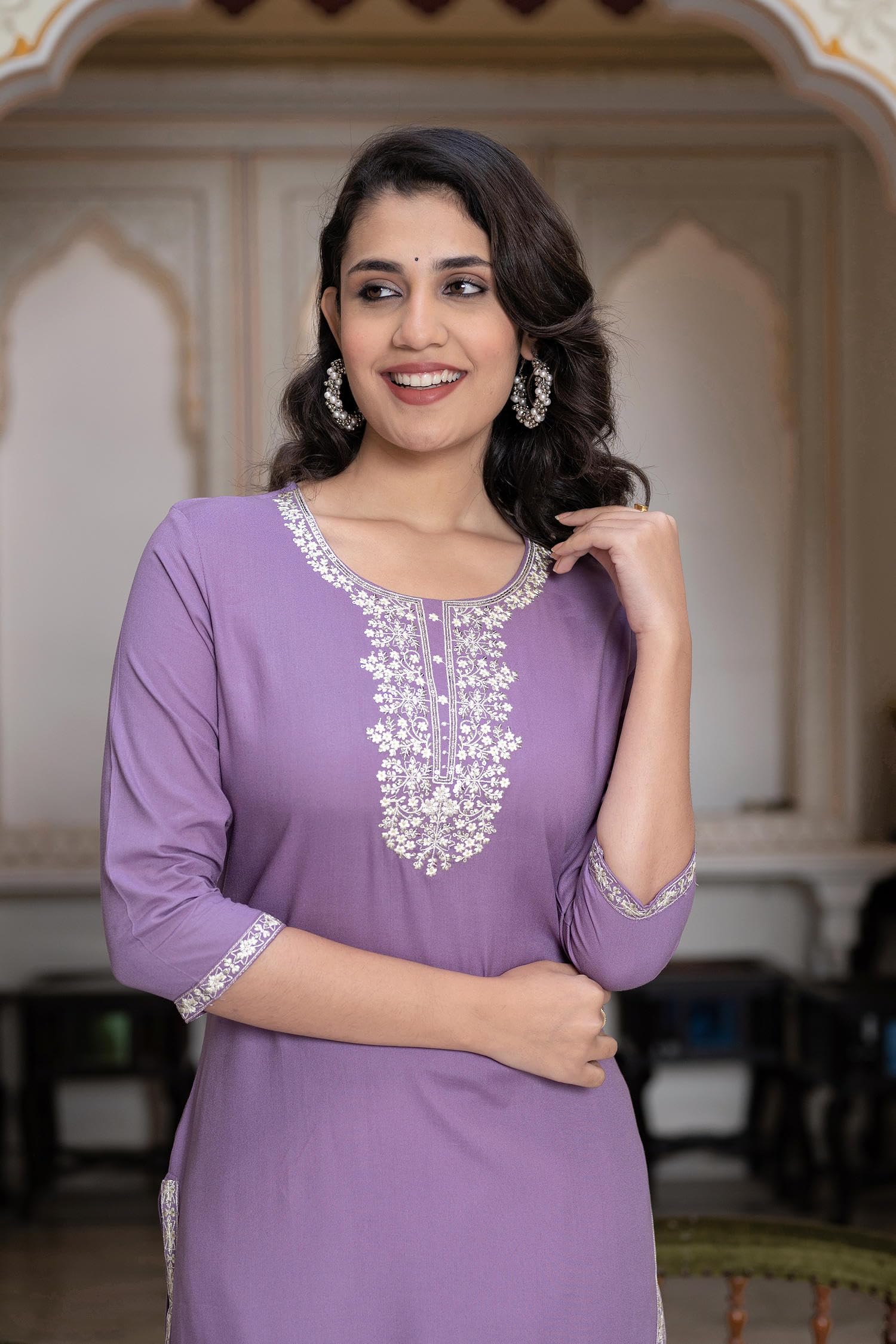 Juniper Women's Purplethread Embroidered Rayon Kurta