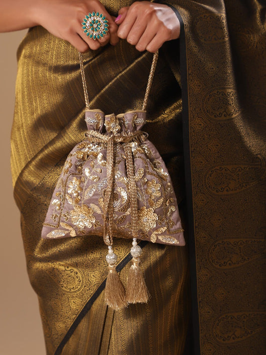 Masq Gold-Toned Embellished Potli Clutch - Grab2buy