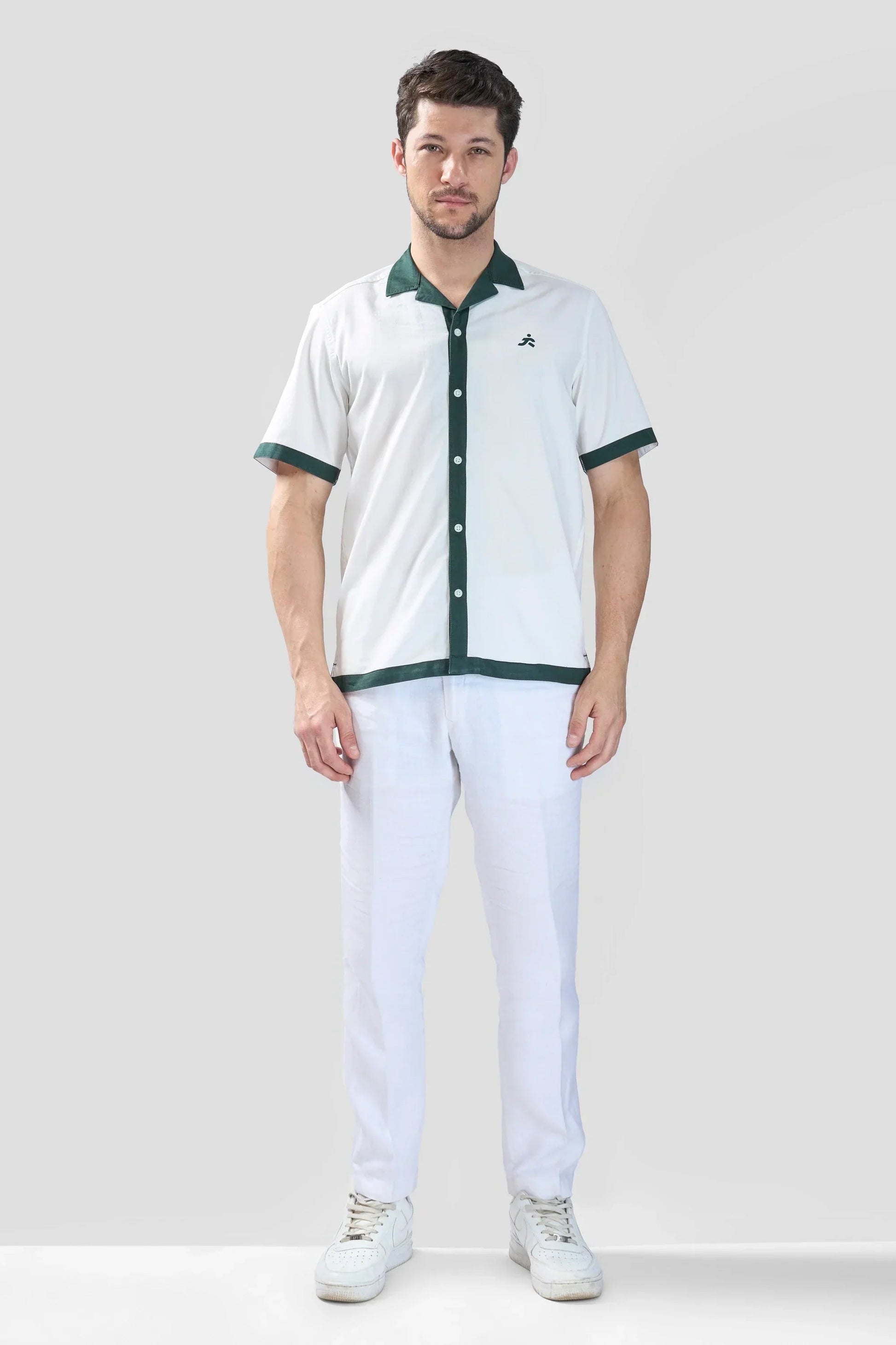 Xkind White Polo Backprinted Textured Relaxed Fit Shirt 