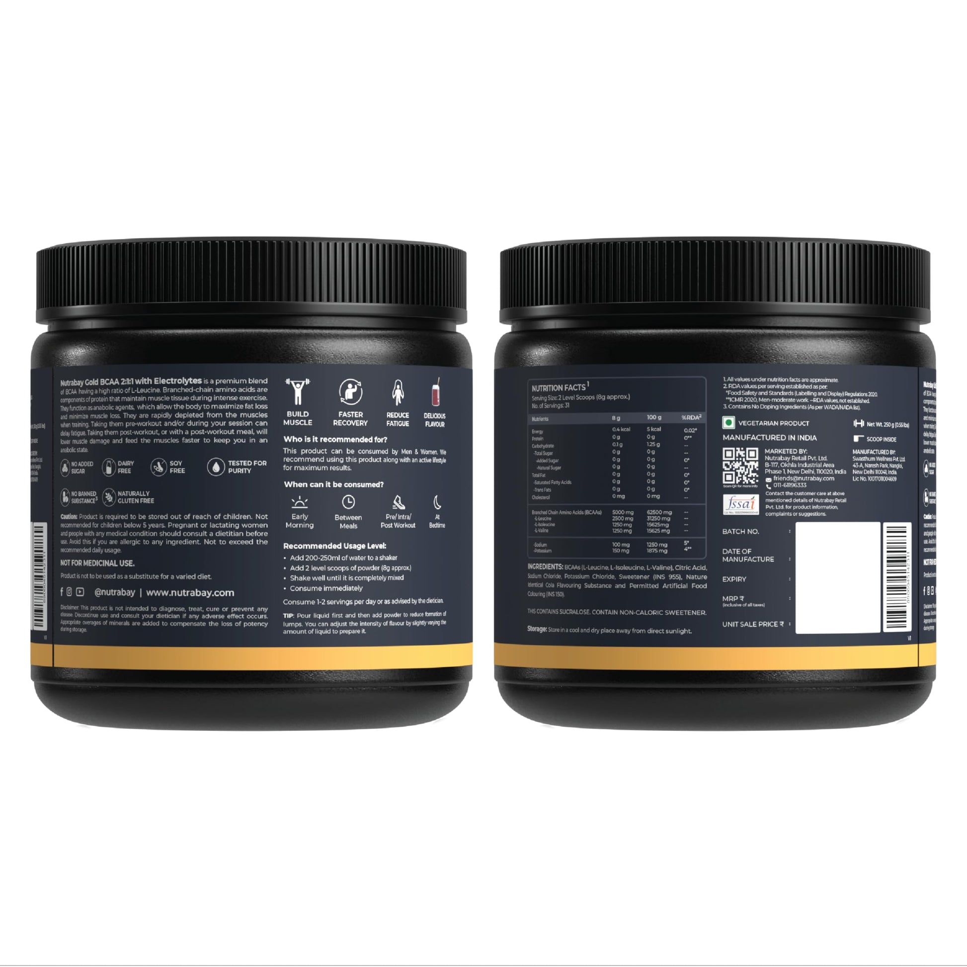 Nutrabay Gold BCAA 2:1:1 with Electrolytes - Cola