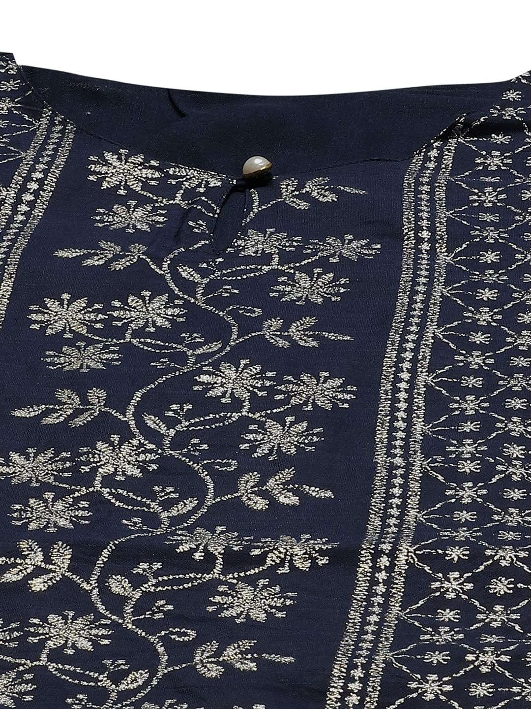 Juniper Women's Indigo Floral Printed Chanderi A-Line Kurta