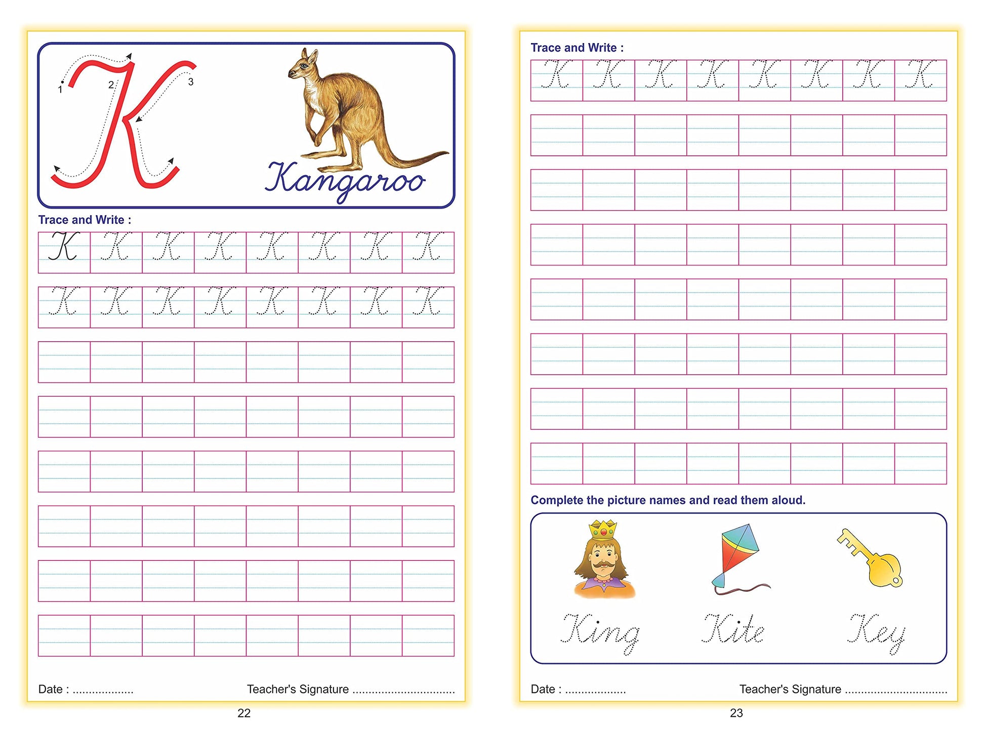 Scholars Hub Cursive Writing Book (Practice)- Alphabet Cursive Writing. (Capital) & Alphabet Cursive Writing. (Small) (Set Of 2 Books) ( Ages 3-6) | 112 Pages