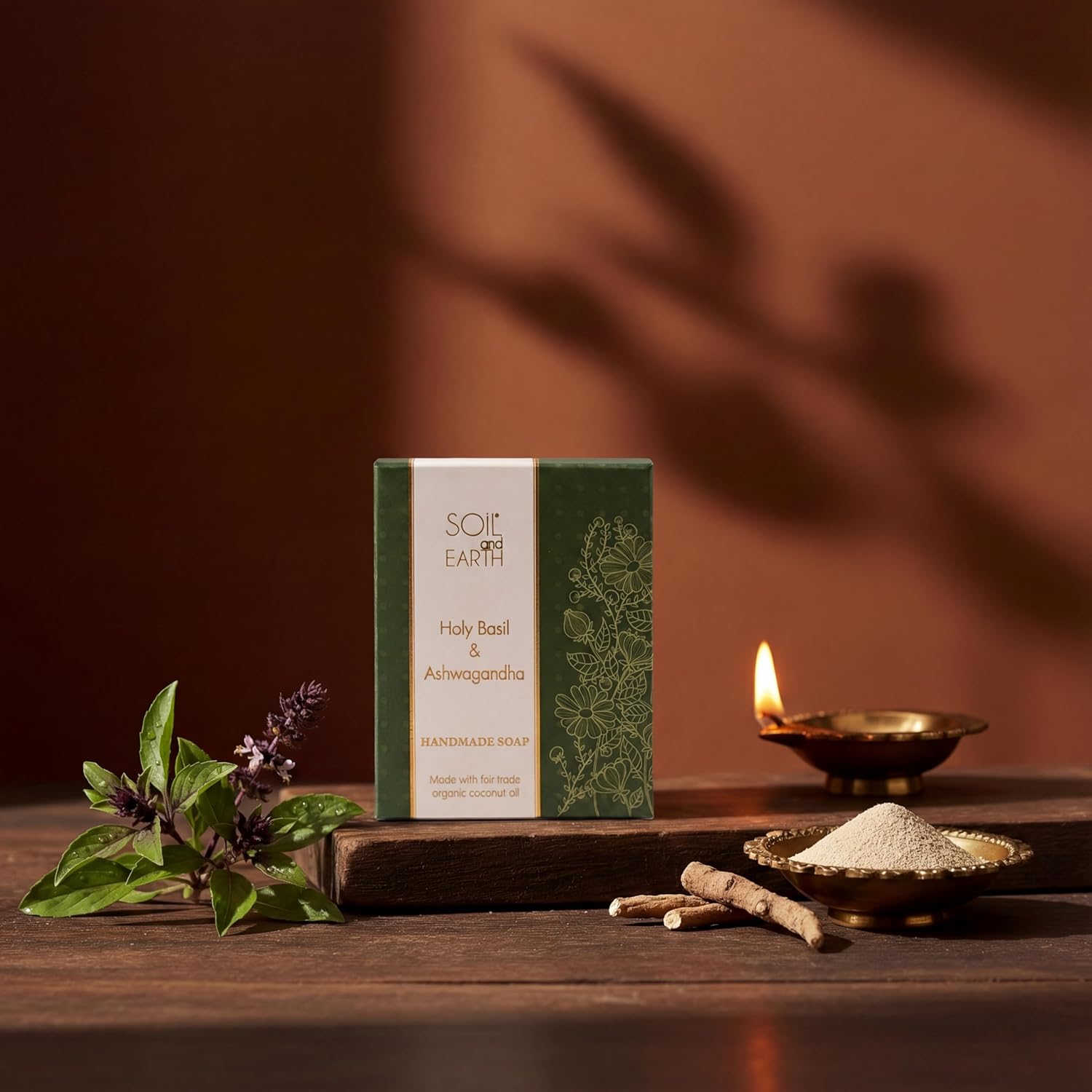 Soil and Earth | Holy Basil and Ashwagandha | Handmade Soap Bar 