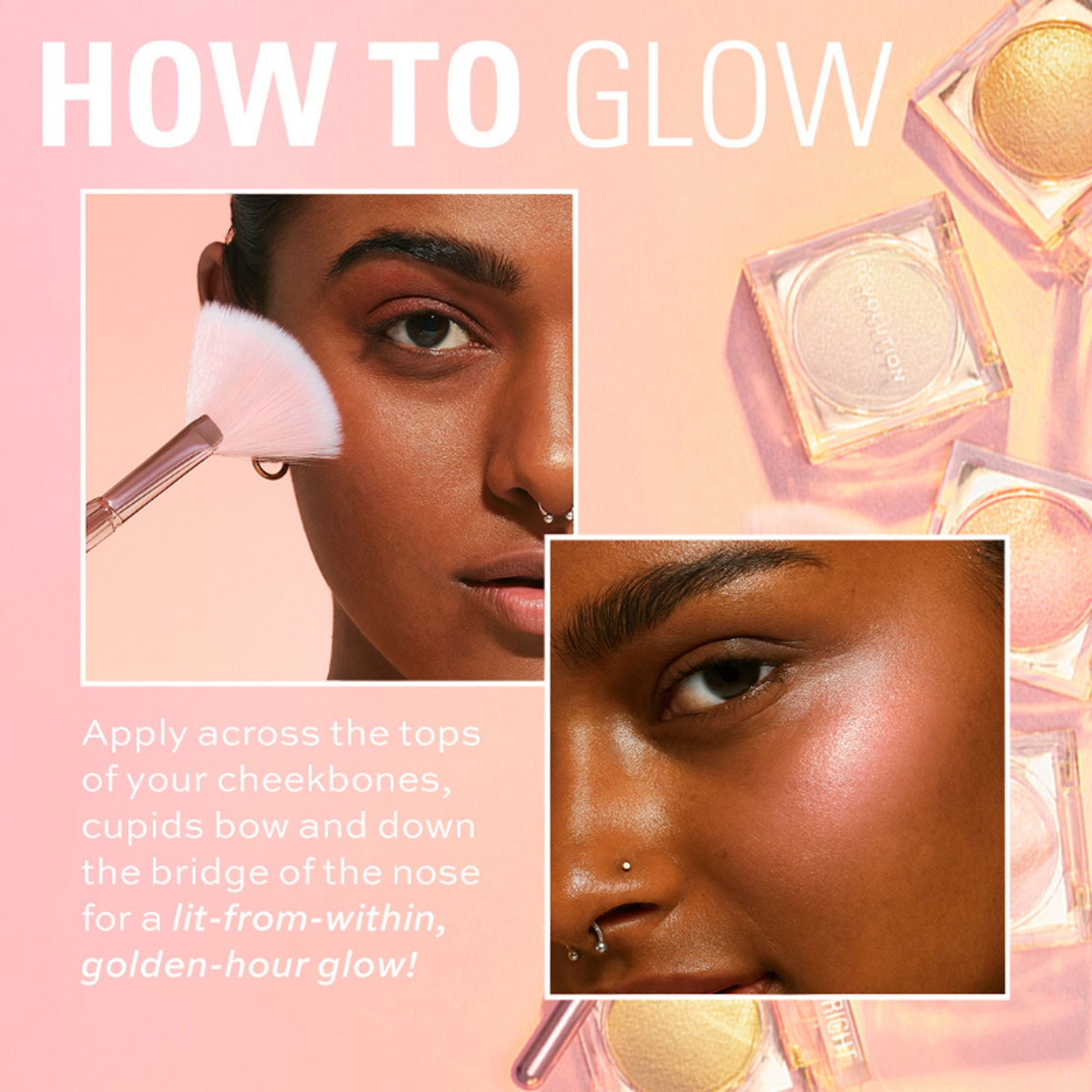 Makeup Revolution Beam Bright Highlighter - Rose Lustre