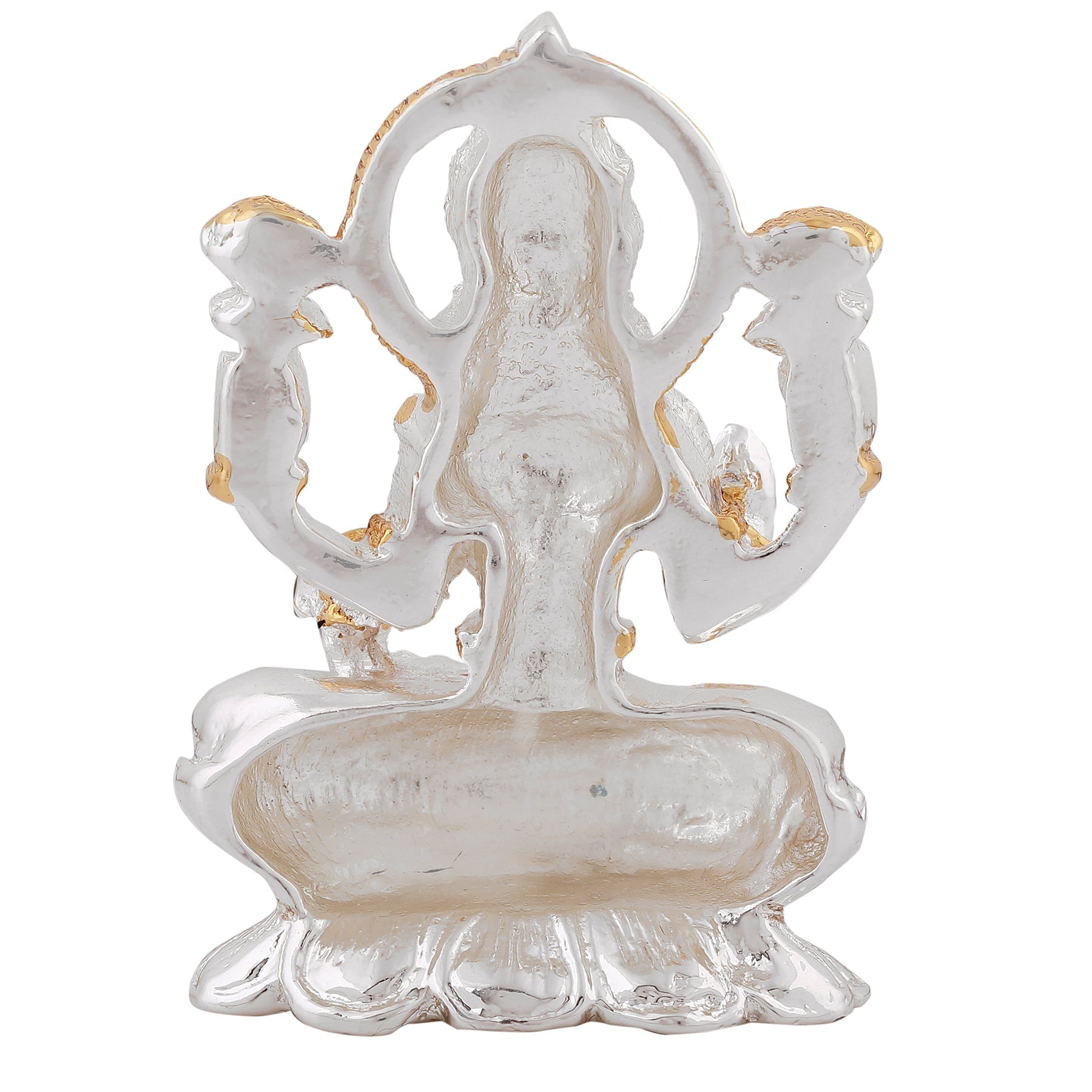 Estele Gold & Rhodium goddess of wealth Laxmi Devi Idol on lotus for Pooja/Car decor 