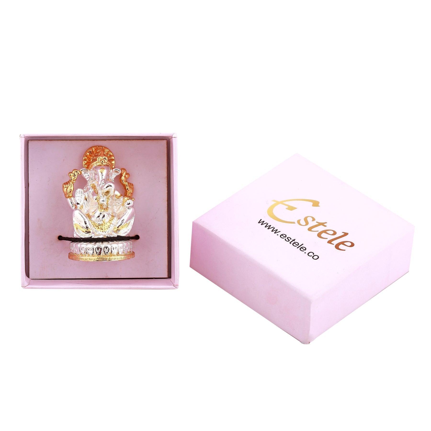 Estele Gold-Polished God of beginnings Lord Ganesha Idol with Sitting position for Home/Office Decors 