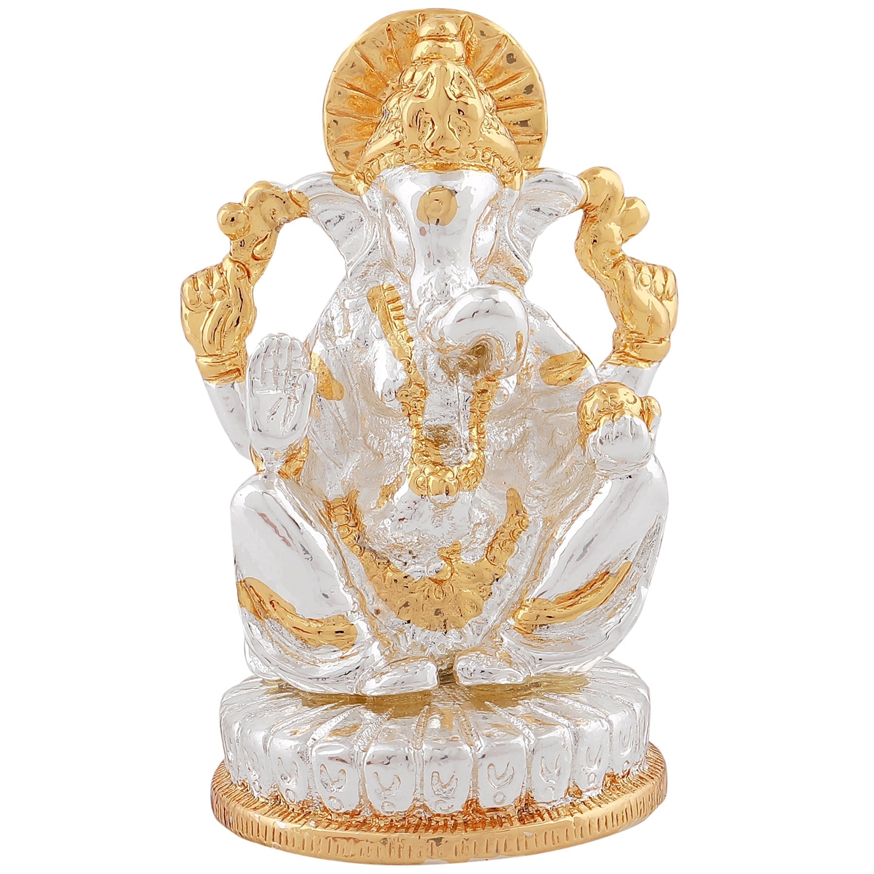 Estele Gold-Polished God of beginnings Lord Ganesha Idol with Sitting position for Home/Office Decors 
