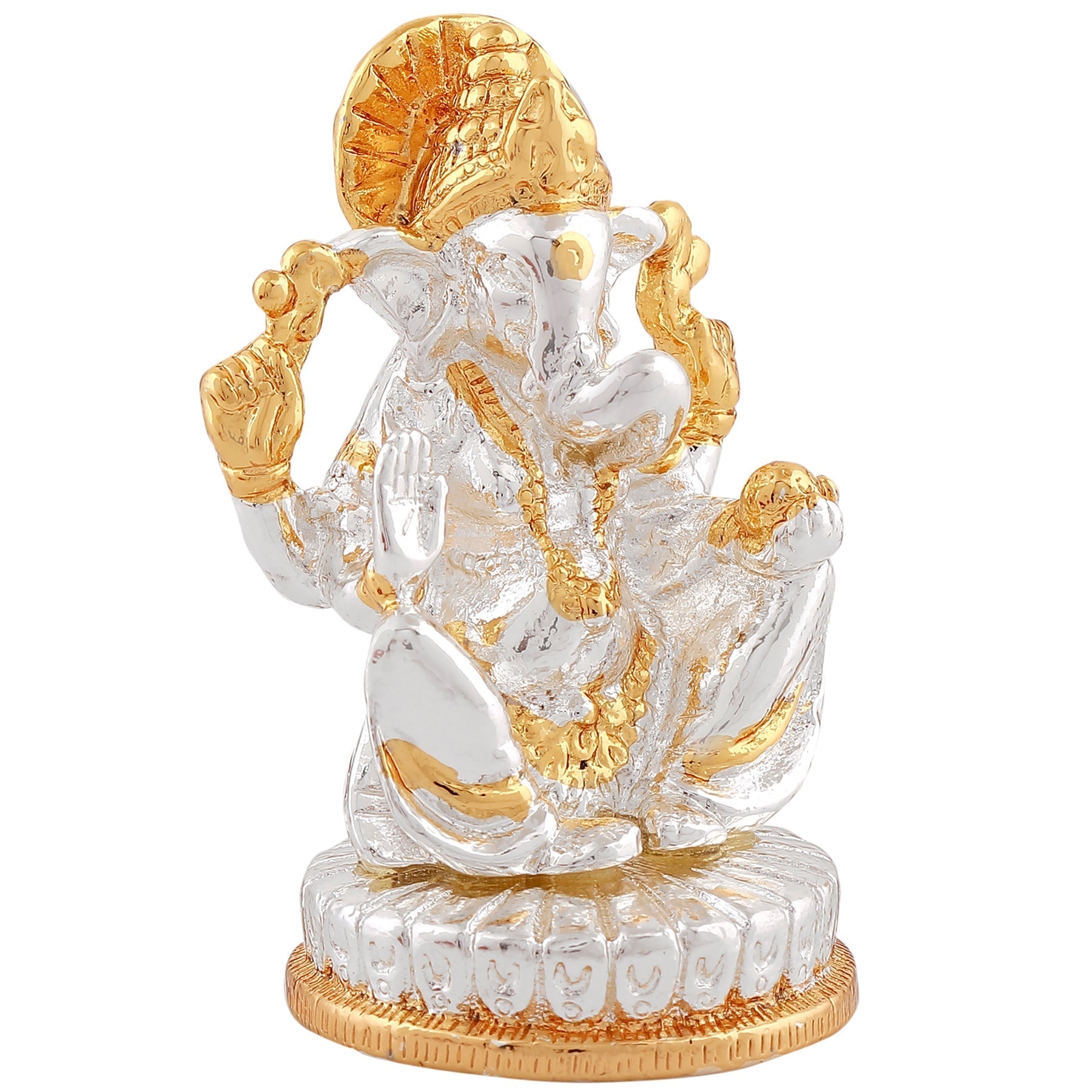 Estele Gold-Polished God of beginnings Lord Ganesha Idol with Sitting position for Home/Office Decors 