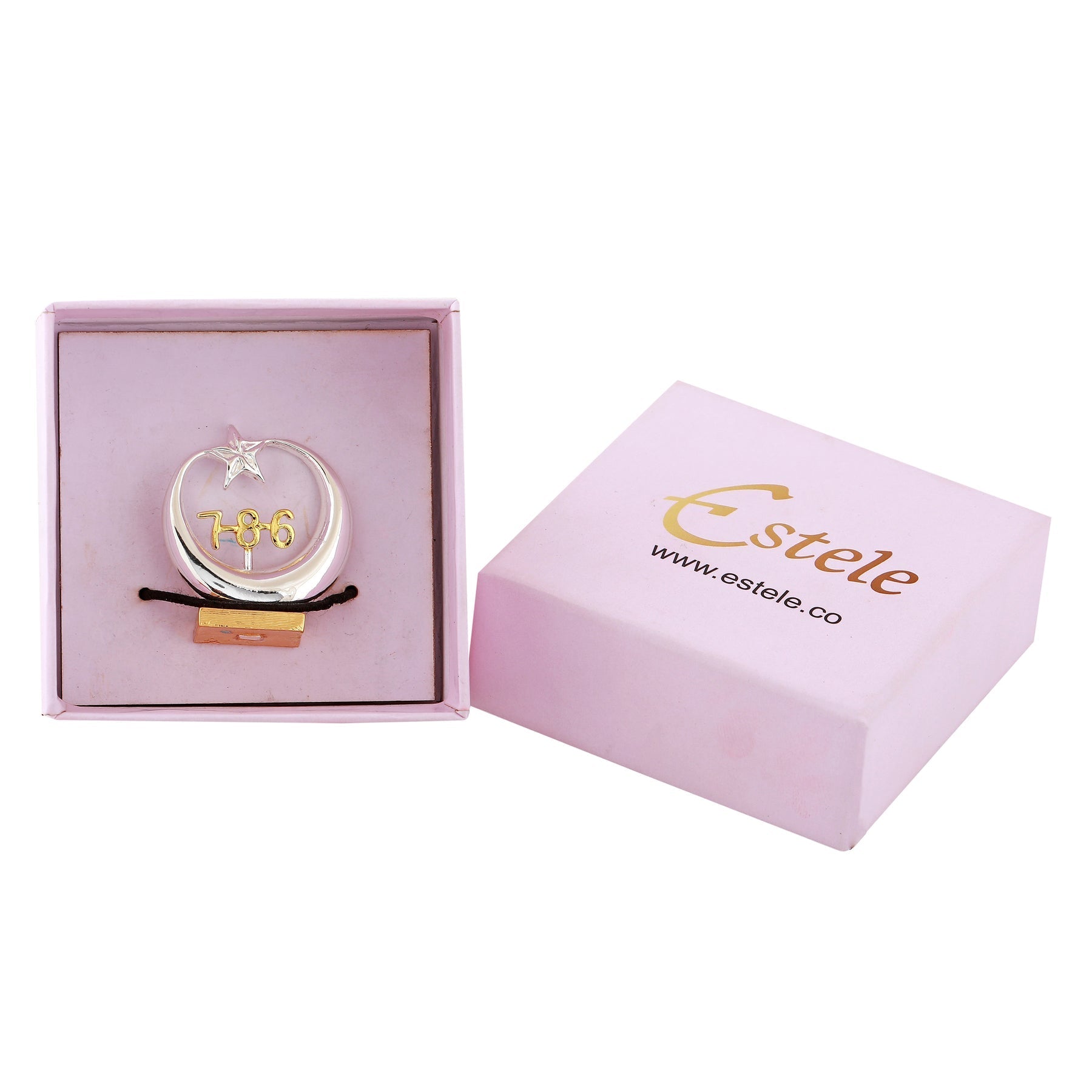 Estele Gold-Polished Spiritual 786 Chand Taara Idol for Home Decorative/ Car Dashboard 