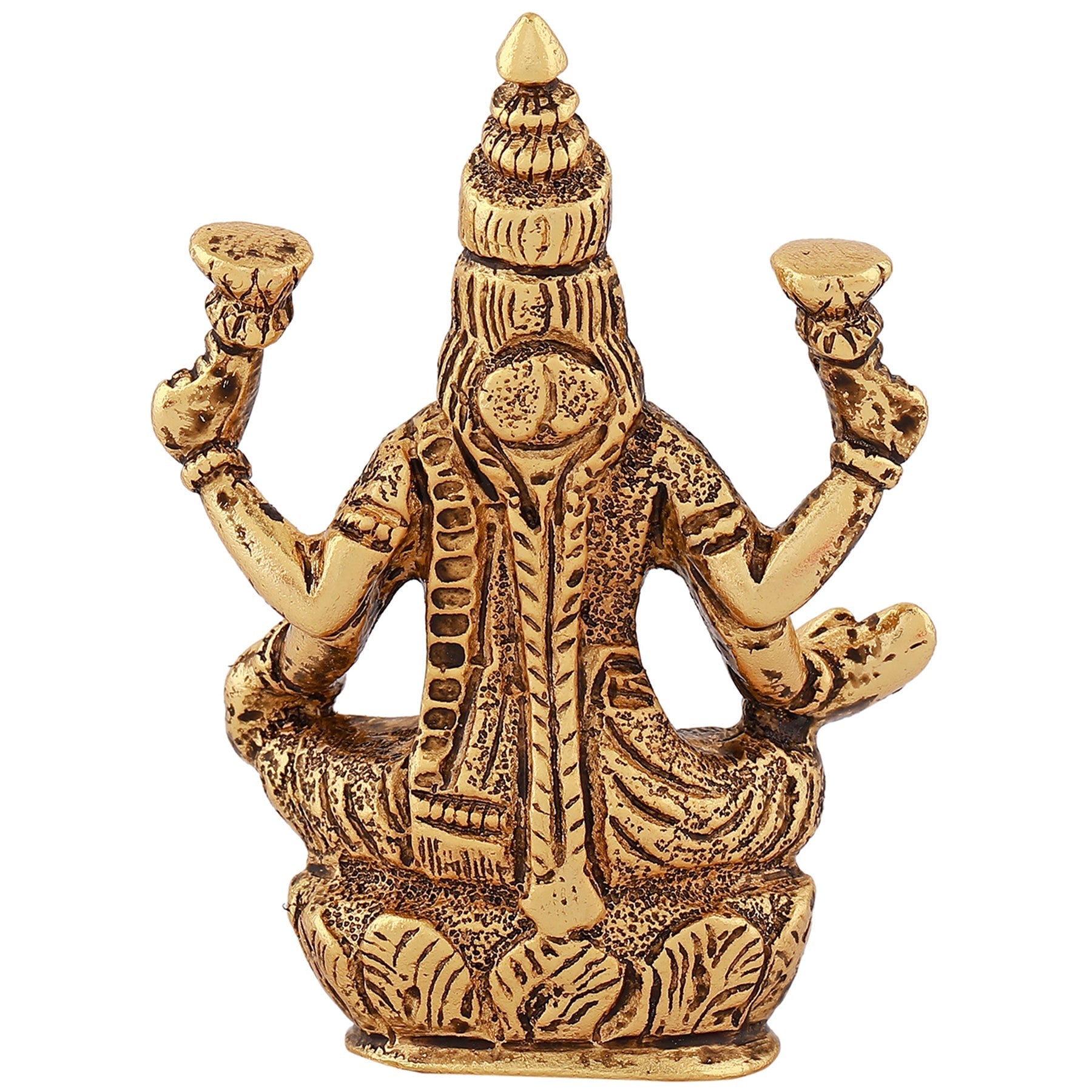 Estele Gold-Polished goddess of wealth Laxmi Devi on lotus Idol for Pooja/Car decor 
