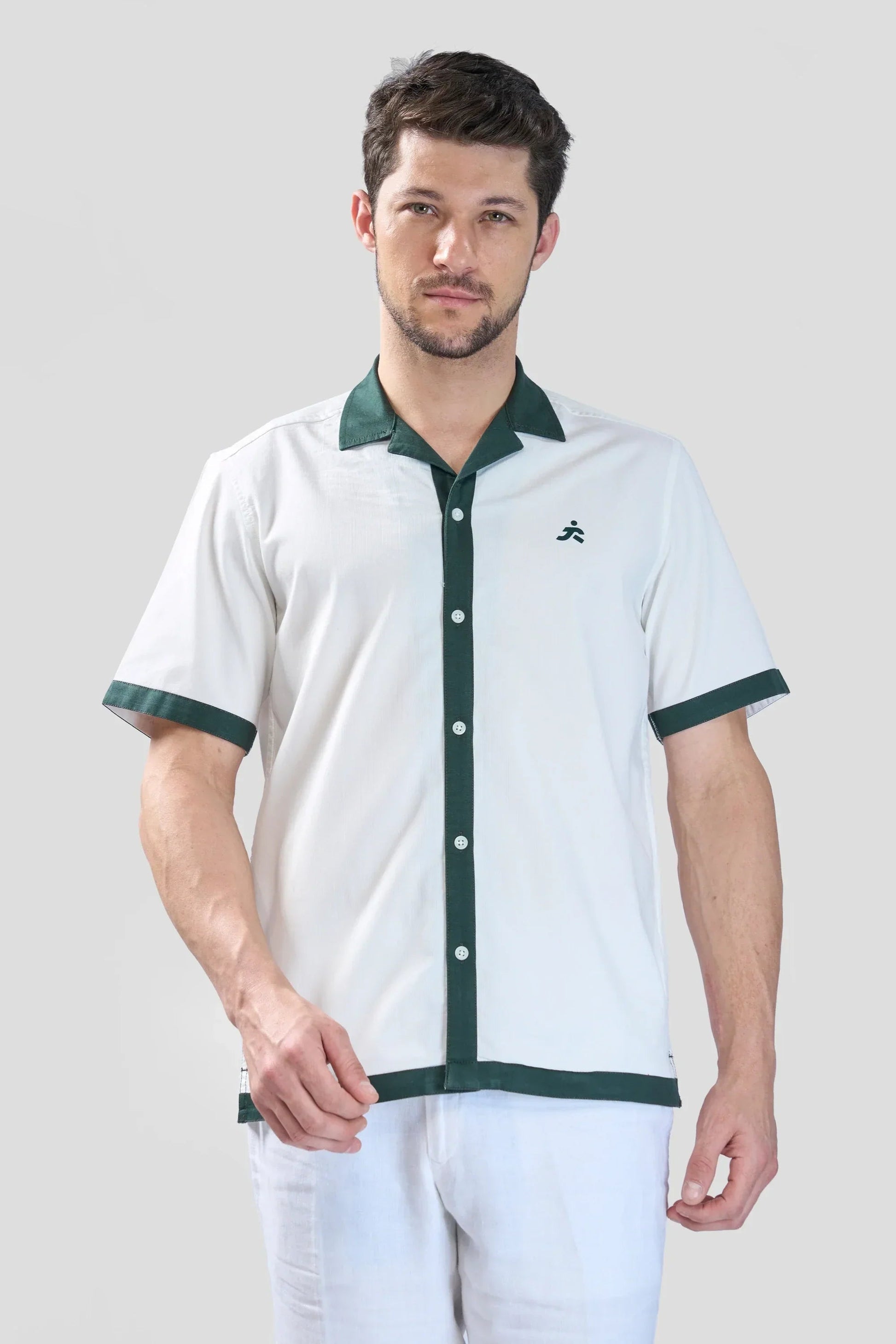 Xkind White Polo Backprinted Textured Relaxed Fit Shirt 