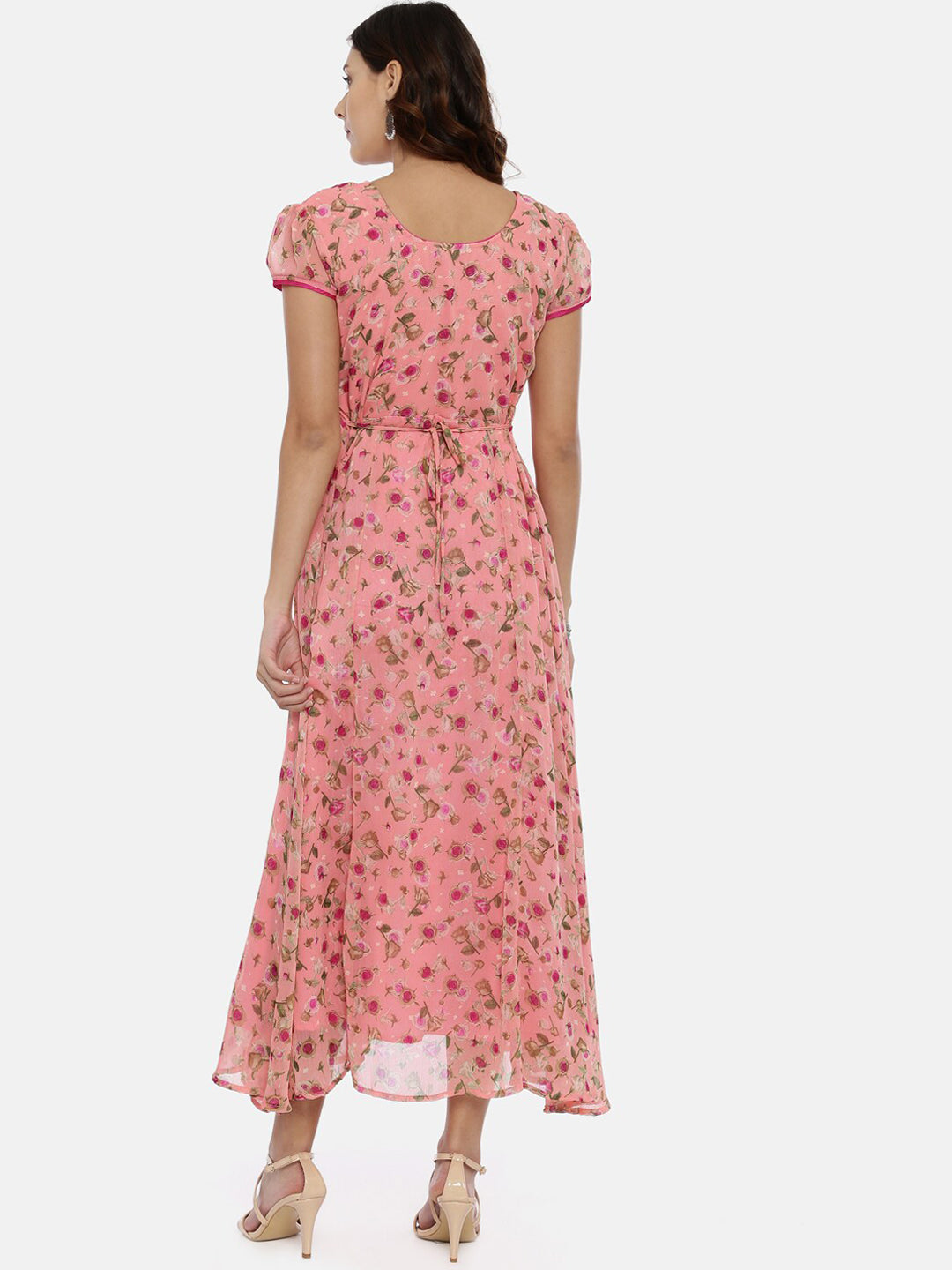 Souchii Women Pink Printed Fit And Flare Beautiful Dress 