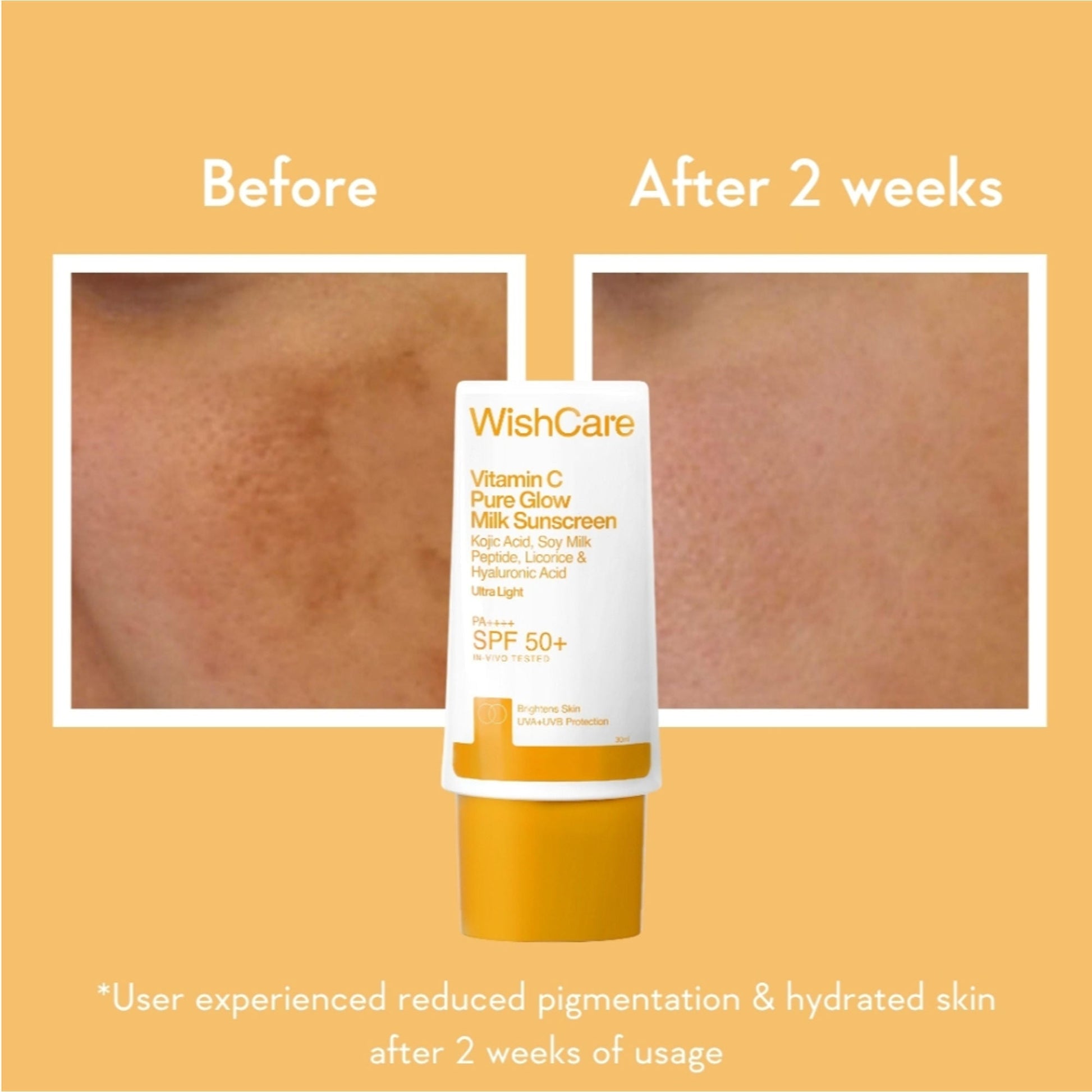 WishCare Vitamin C Pure Glow Brightening Face Sunscreen for Dry Skin with SPF50 PA++++In-Vivo Tested  Grab2Buy Wishcare Grab2Buy