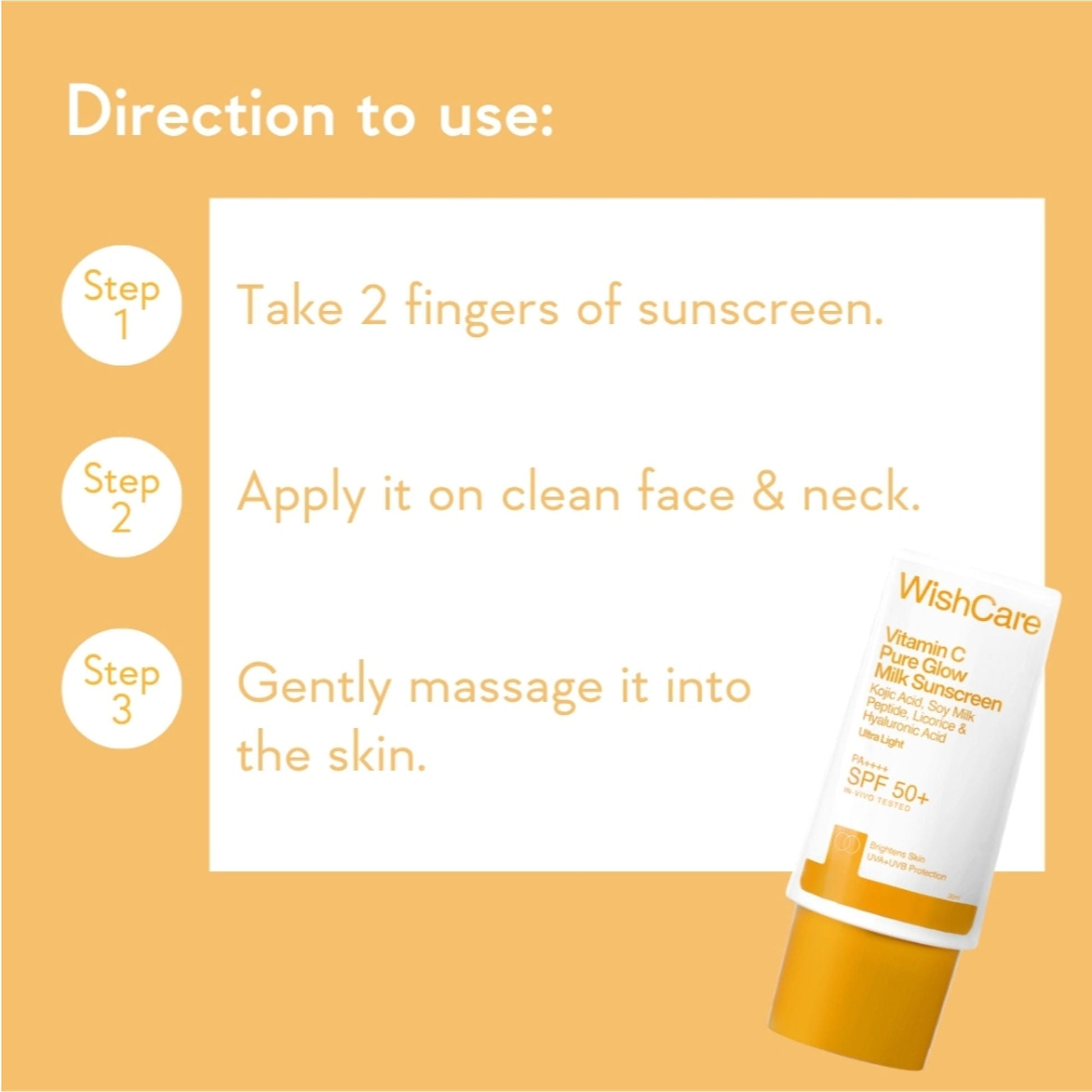 WishCare Vitamin C Pure Glow Brightening Face Sunscreen for Dry Skin with SPF50 PA++++In-Vivo Tested  Grab2Buy Wishcare Grab2Buy