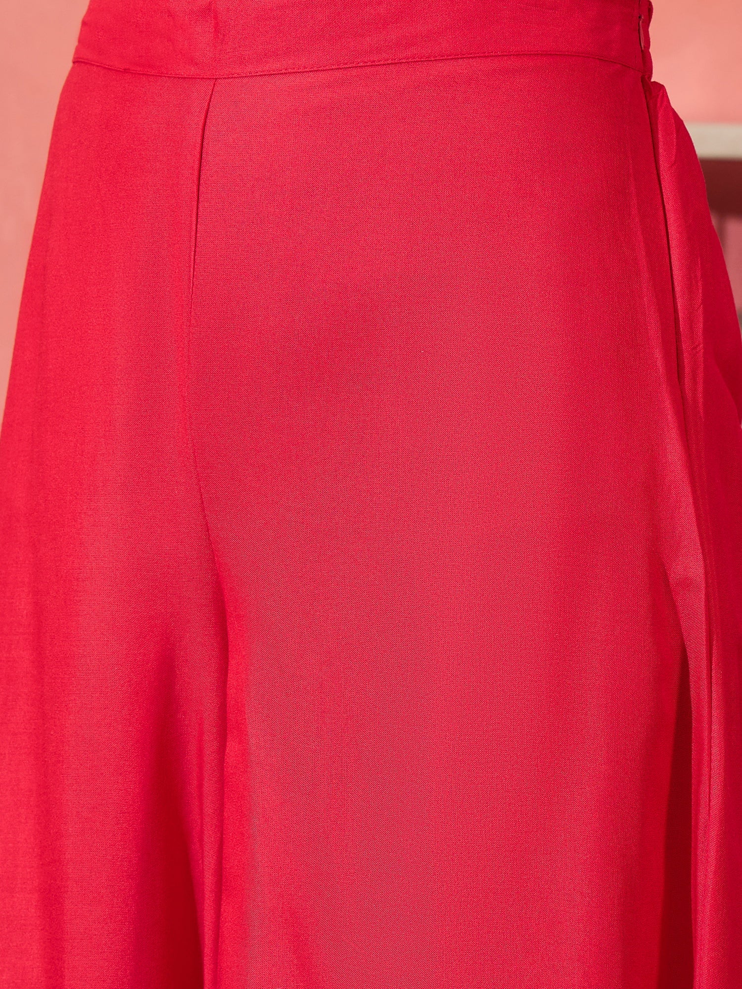 InWeave Red Strappy Kurta Set Black Patola Dupatta 