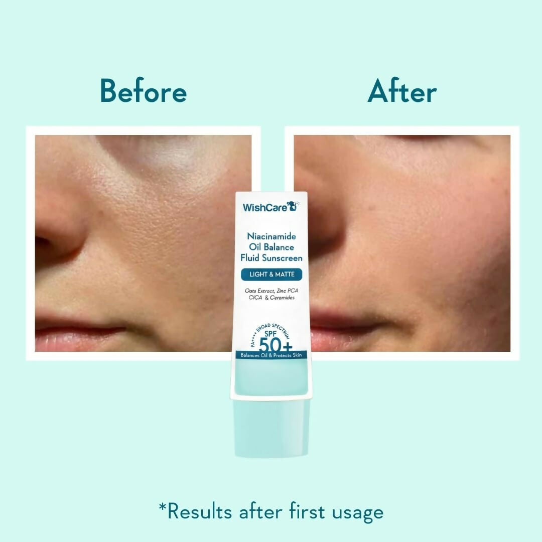 Wishcare 5% Niacinamide Oil Balance Fluid Sunscreen | SPF50 - Grab2buy