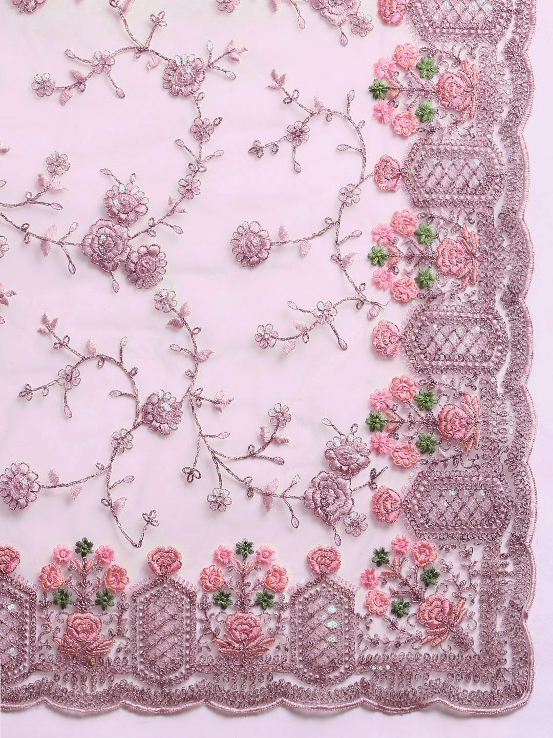 kasee Floral Embroidered Zari Net Saree