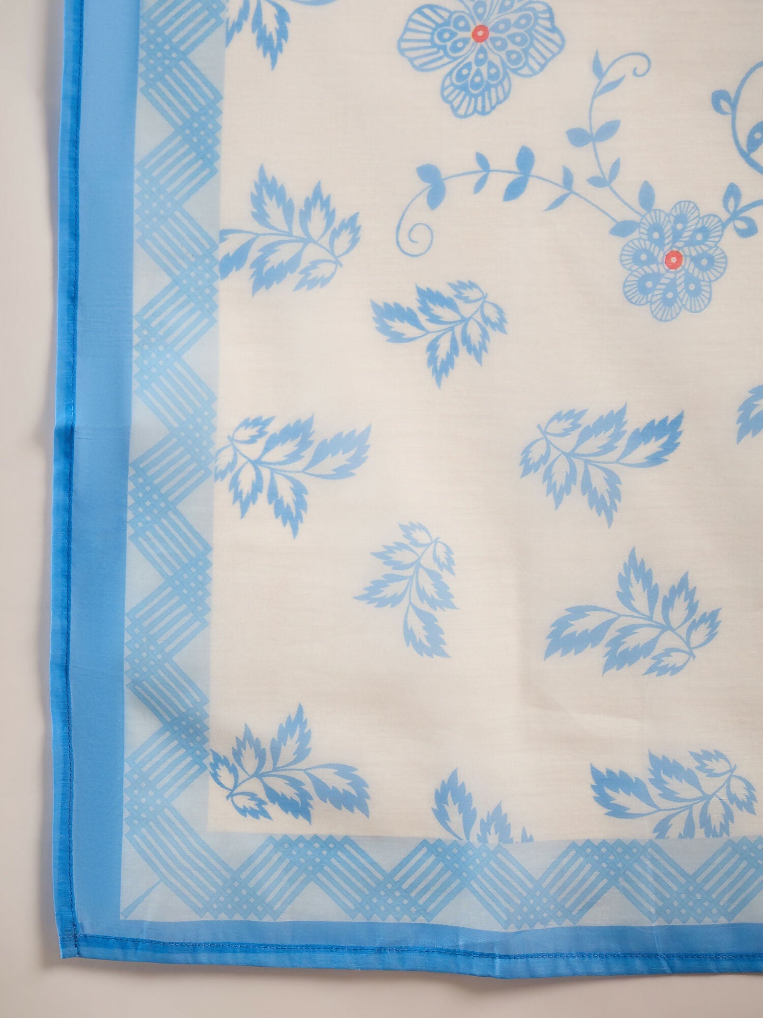 Blue & White Roman Silk Embroidered Kurta With Trouser & Dupatta - Bhumi